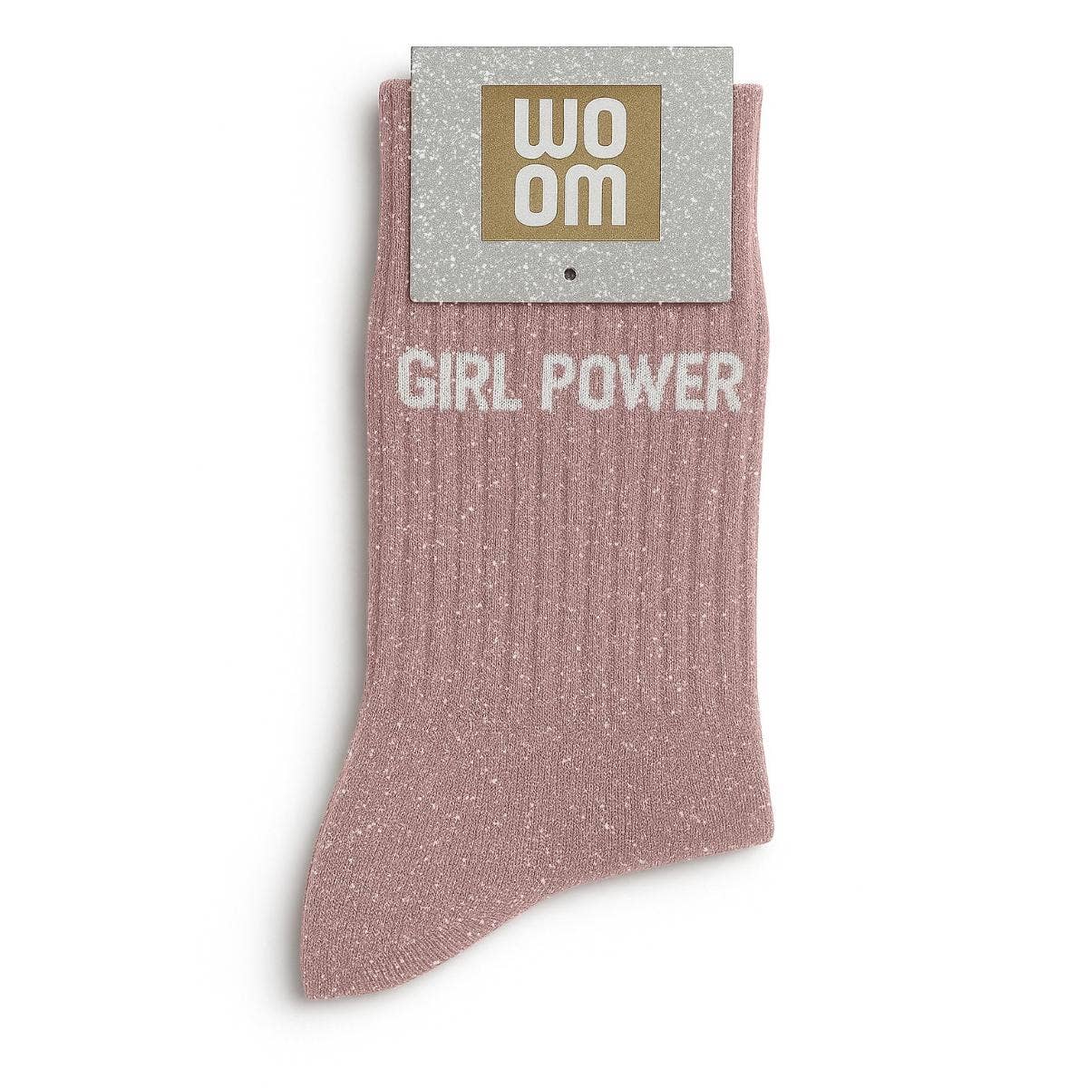 woom - Glitzersocken mit „Girl Power“-Schriftzug rosa Gr. 36-40