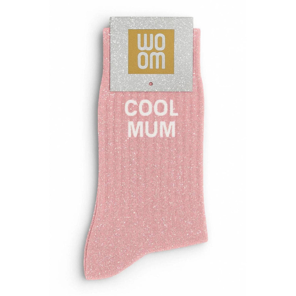 woom - Glitzersocken mit „Cool Mum“-Schriftzug rosa Gr. 36-40