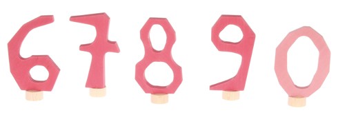GRIMM'S - verschiedene Holzstecker - Zahlenstecker 6-9 & 0 rosa