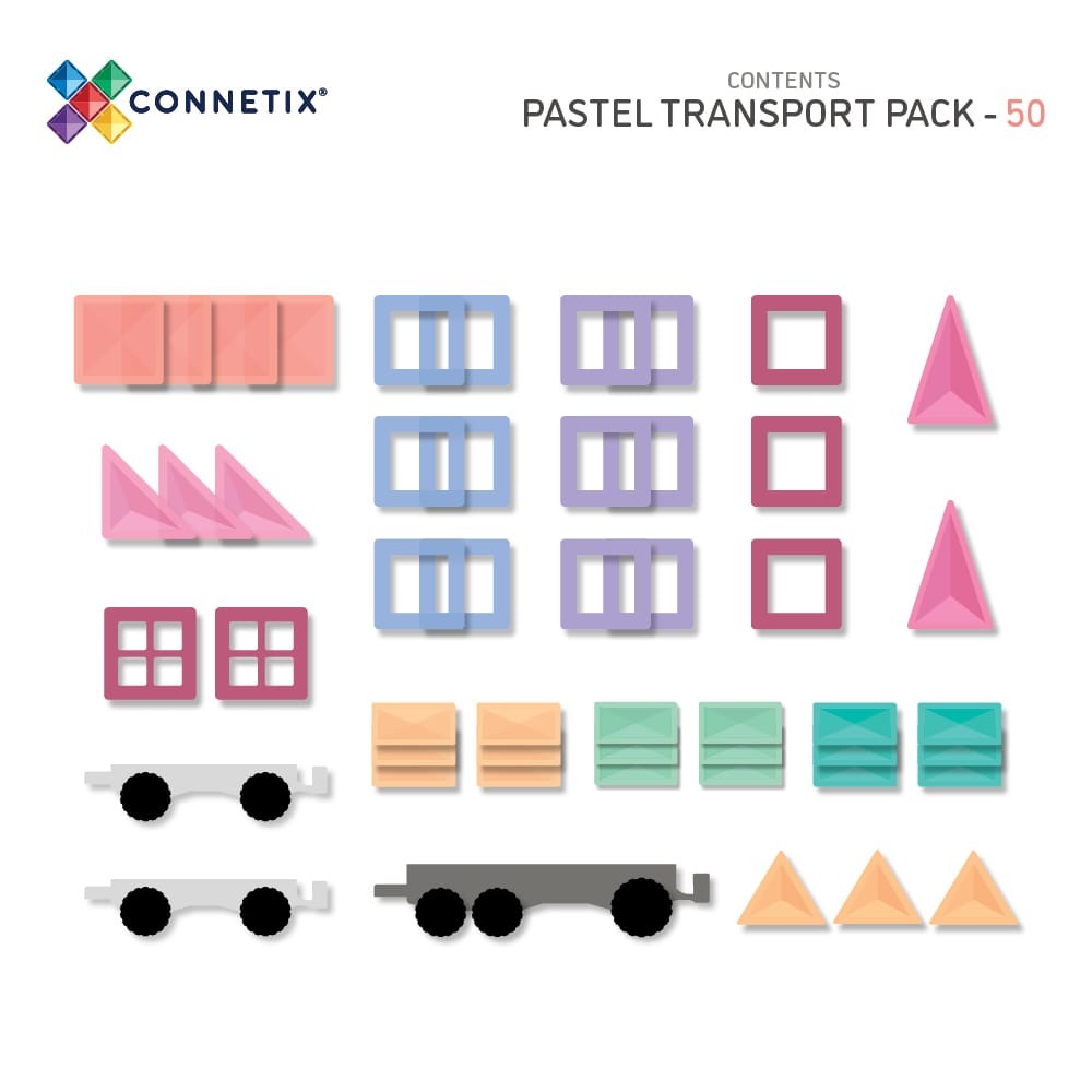 connetix - Magnetbausteine Pastell Fahrzeuge Pack 50-tlg.