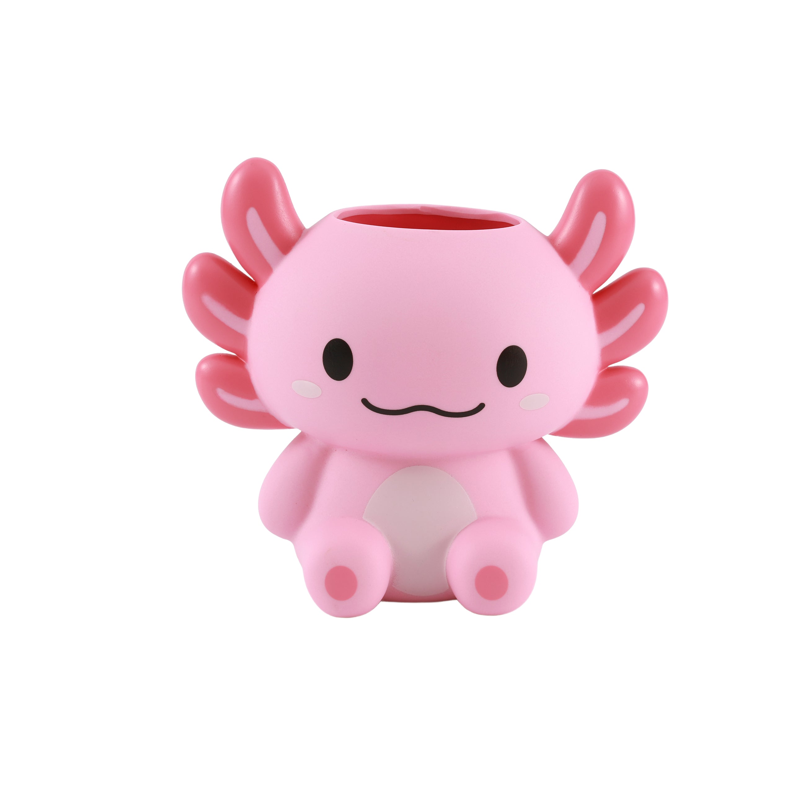 i-Total 3D-Stifthalter Axolotl, rosa Tierfigur, niedlicher Schreibtisch-Organizer, Kunststoff, Deko-Accessoire, Schreibwaren, sitzend, Kinderzimmer.