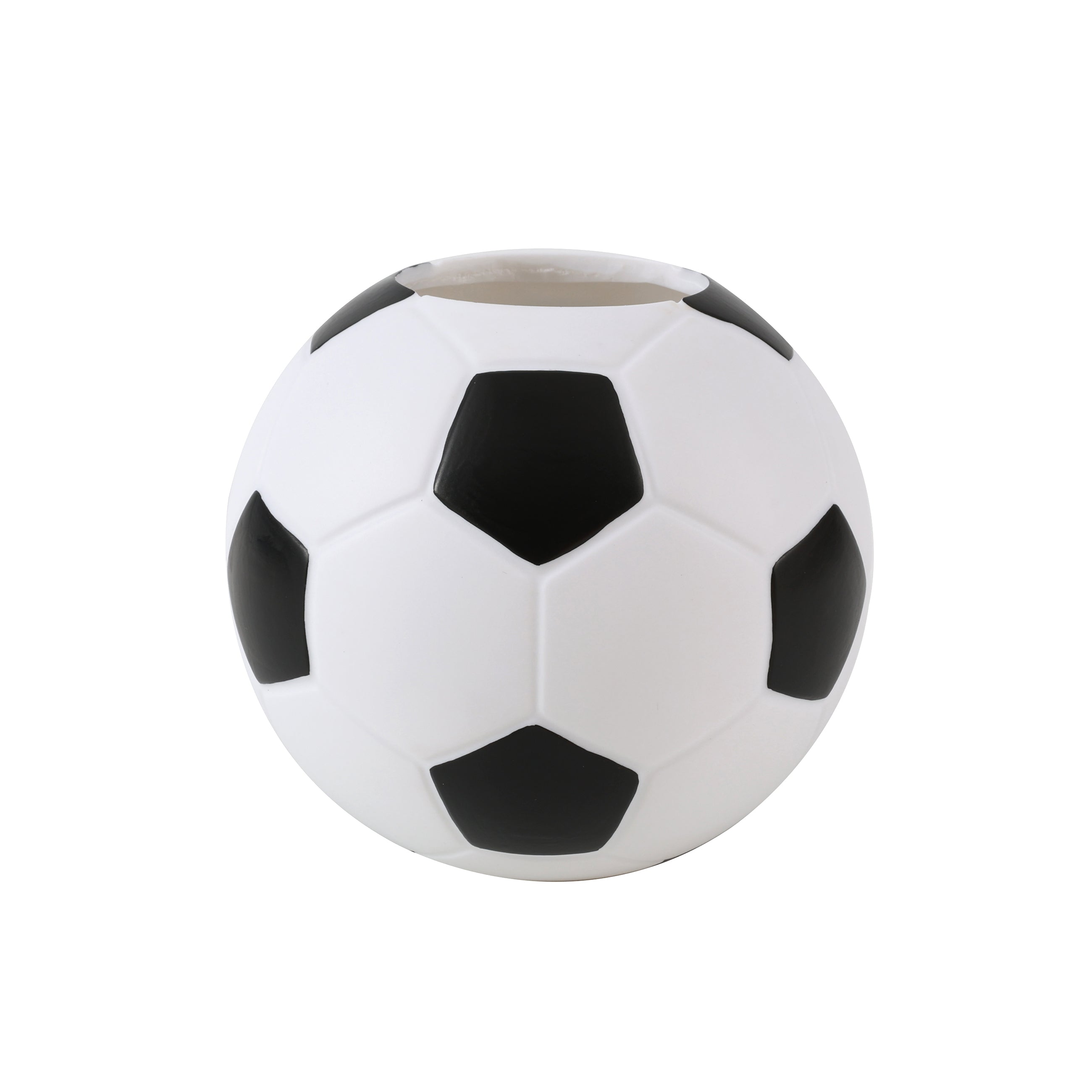 i-Total 3D-Stifthalter Fußball, schwarz-weißer Schreibtisch-Organizer, sportliches Design, rundes Zubehör, Schreibwaren, dekoratives Büro-Utensil.