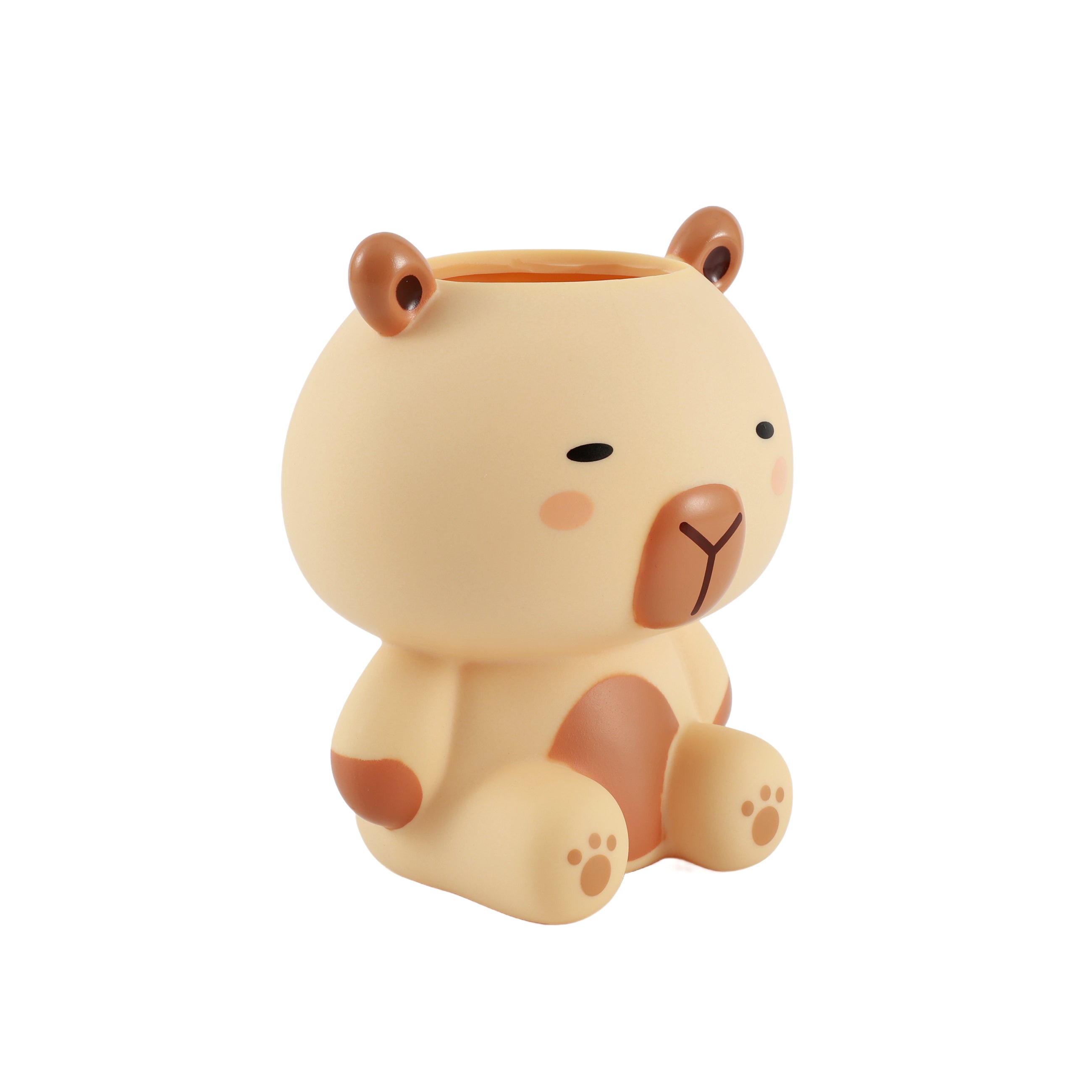 i-Total Capybara 3D-Stifthalter, niedliches Tier-Design, Schreibutensilien-Organizer, beige-brauner Kunststoff, dekoratives Büro-Zubehör, sitzende Figur.