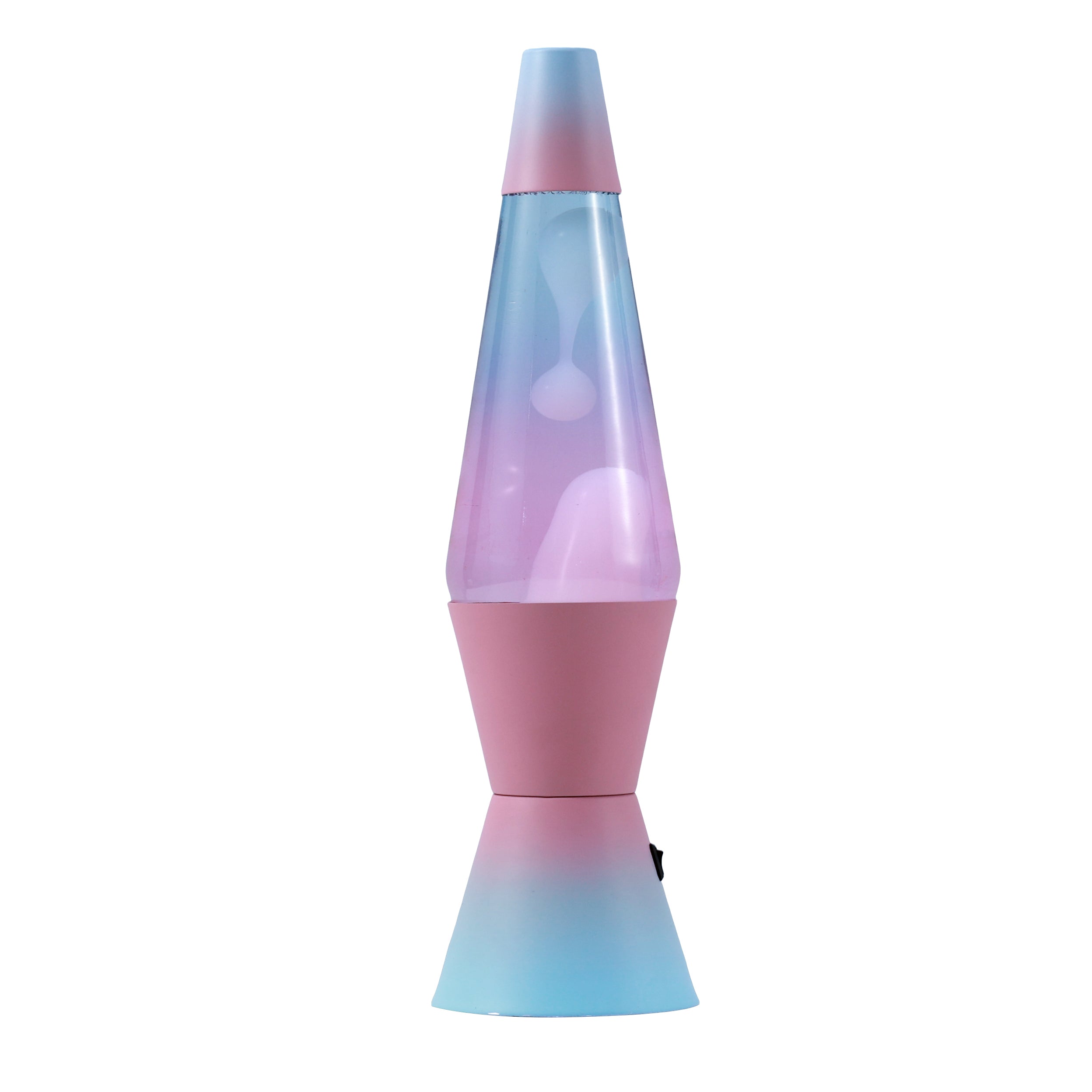 iTotal LED Lavalampe Spaceship Monocolor mit sanftem Farbverlauf in Blau und Rosa sowie weißem Wachs.