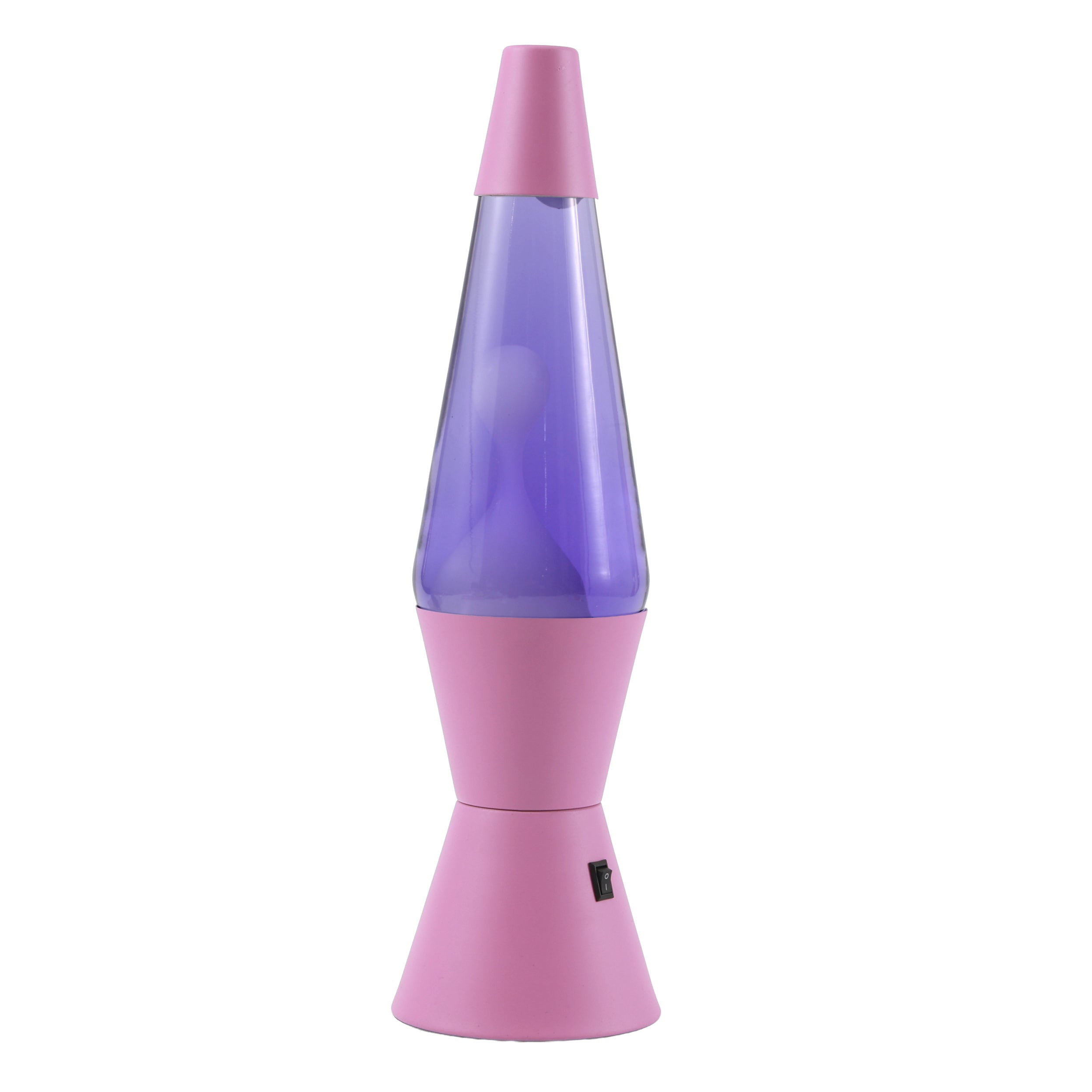 iTotal LED Lavalampe Spaceship in Violett mit rosa Gehäuse, weißem Wachs und modernem Raketen-Design.