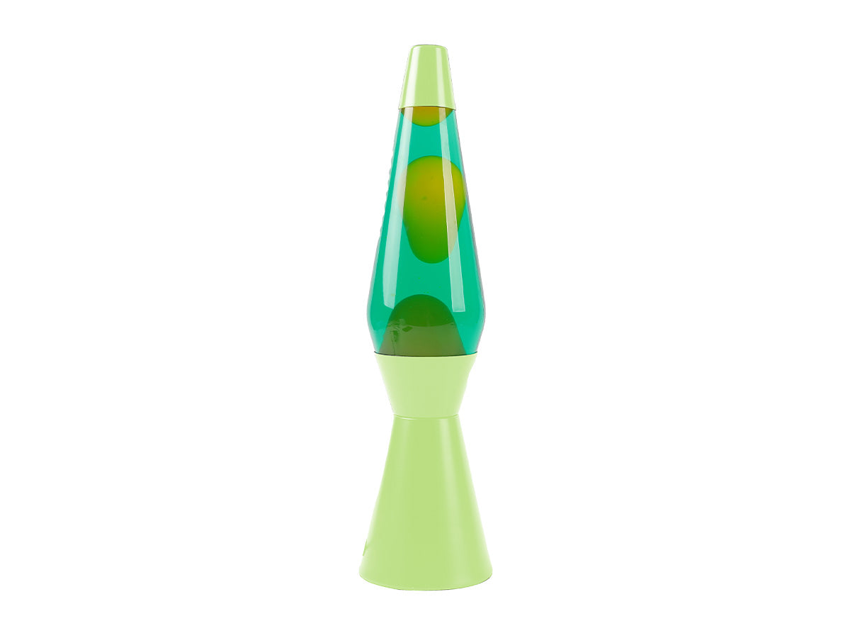 i-Total Lavalampe Spaceship, grünes Design, gelbes Wachs, grüne Flüssigkeit, dekorative Stimmungsleuchte, Retro-Stil, Tischlampe.