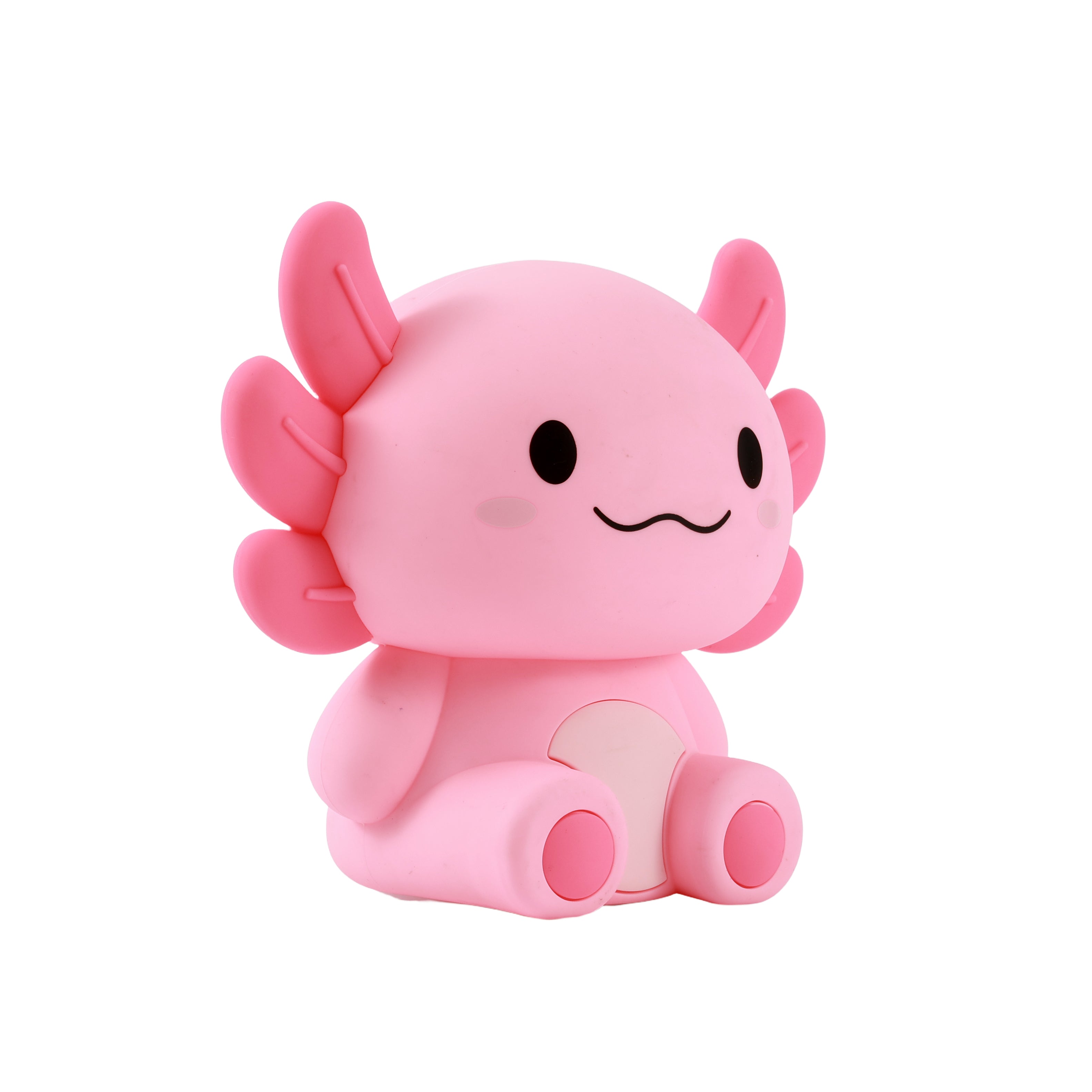Profilansicht des rosa iTotal Axolotl-Nachtlichts aus weichem Silikon.