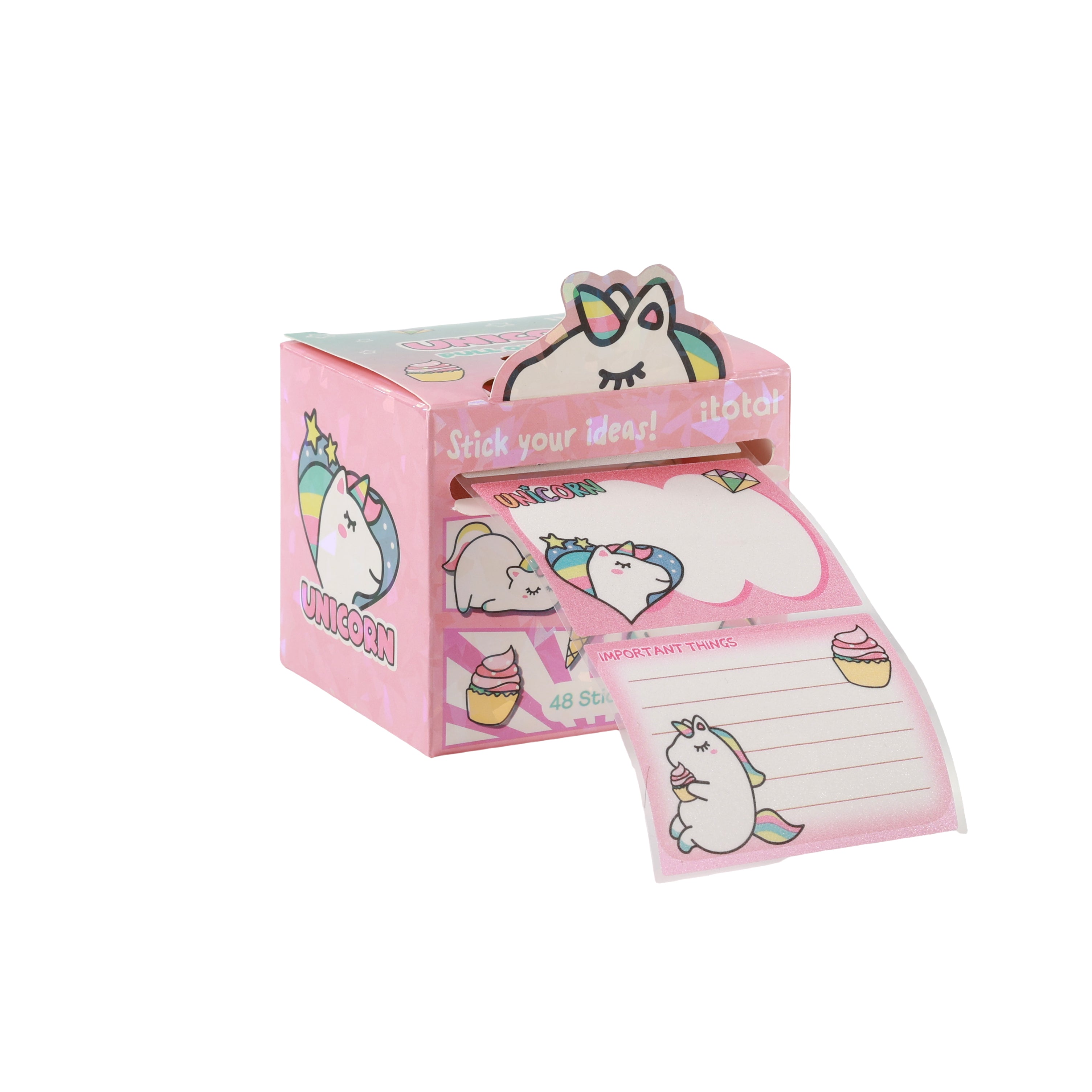 iTotal Stickerrolle im Spenderkarton mit niedlichen Einhorn-Motiven zum Beschriften.