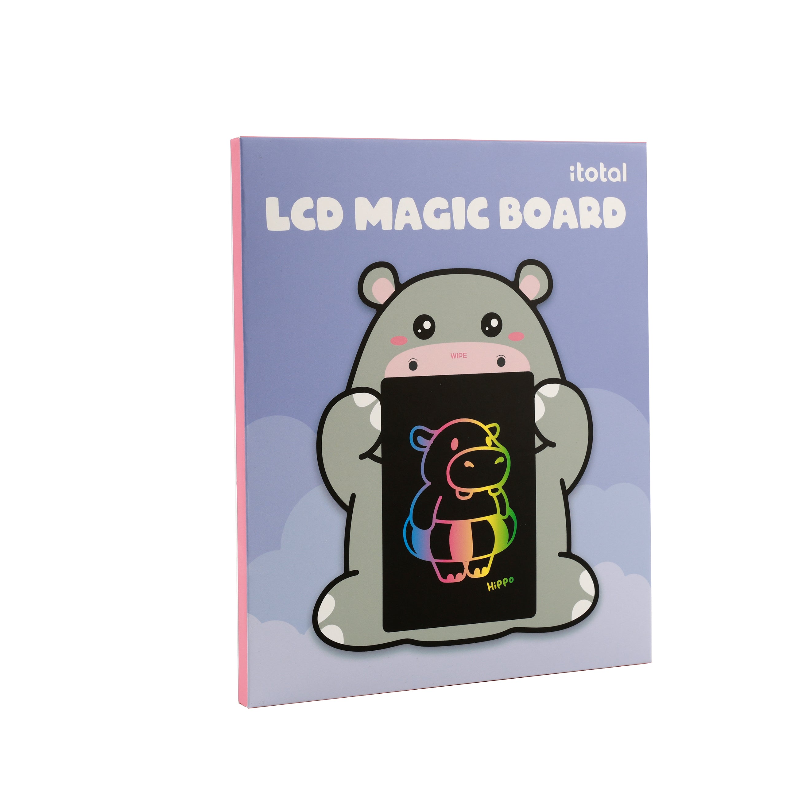 Verpackung des iTotal LCD Magic Boards im grauen Hippo-Design.