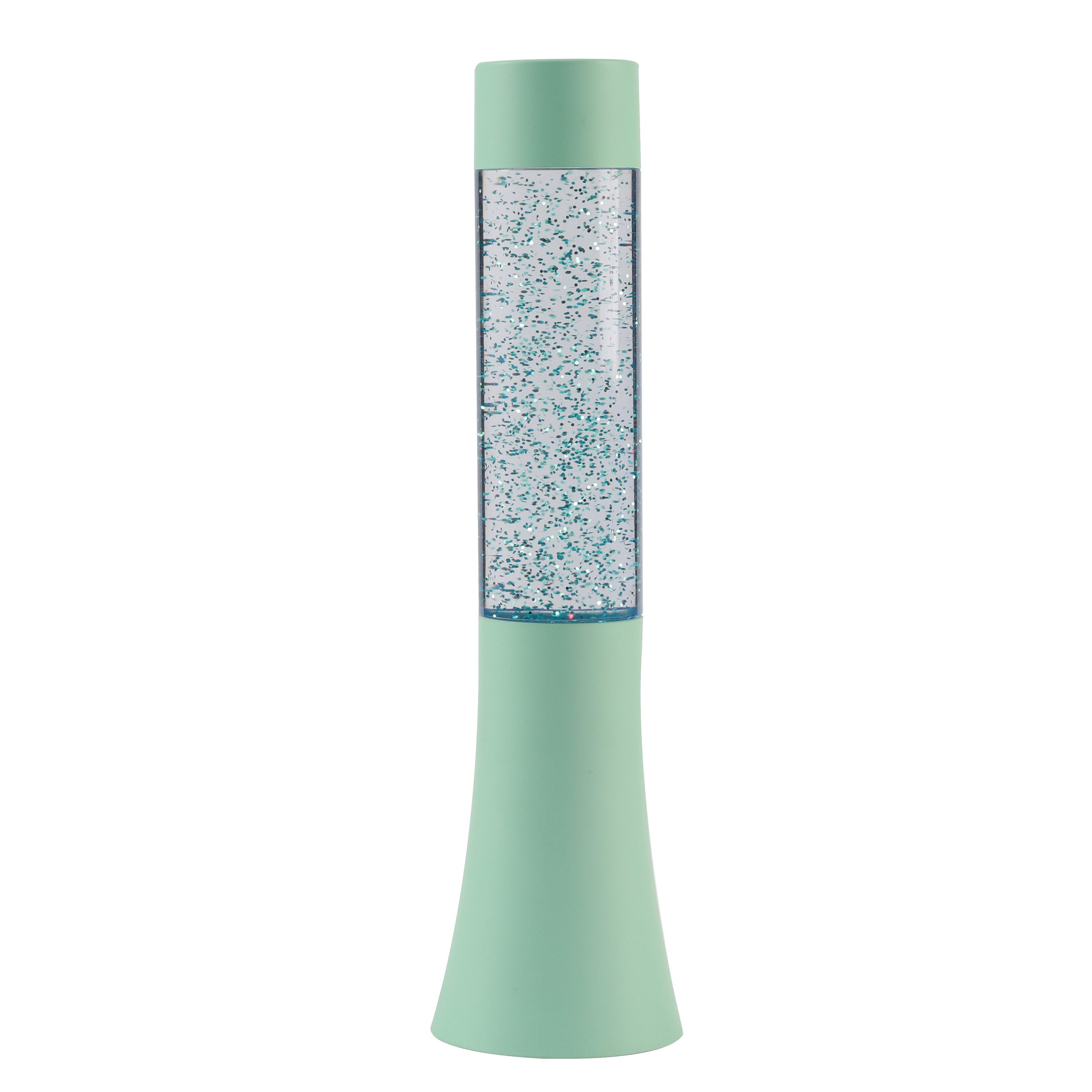 i-Total Glitterlampe Flared, pastellgrün, dekorative Tischlampe, schwebender Glitzer, atmosphärische Beleuchtung, modernes Design, Wohnaccessoire.