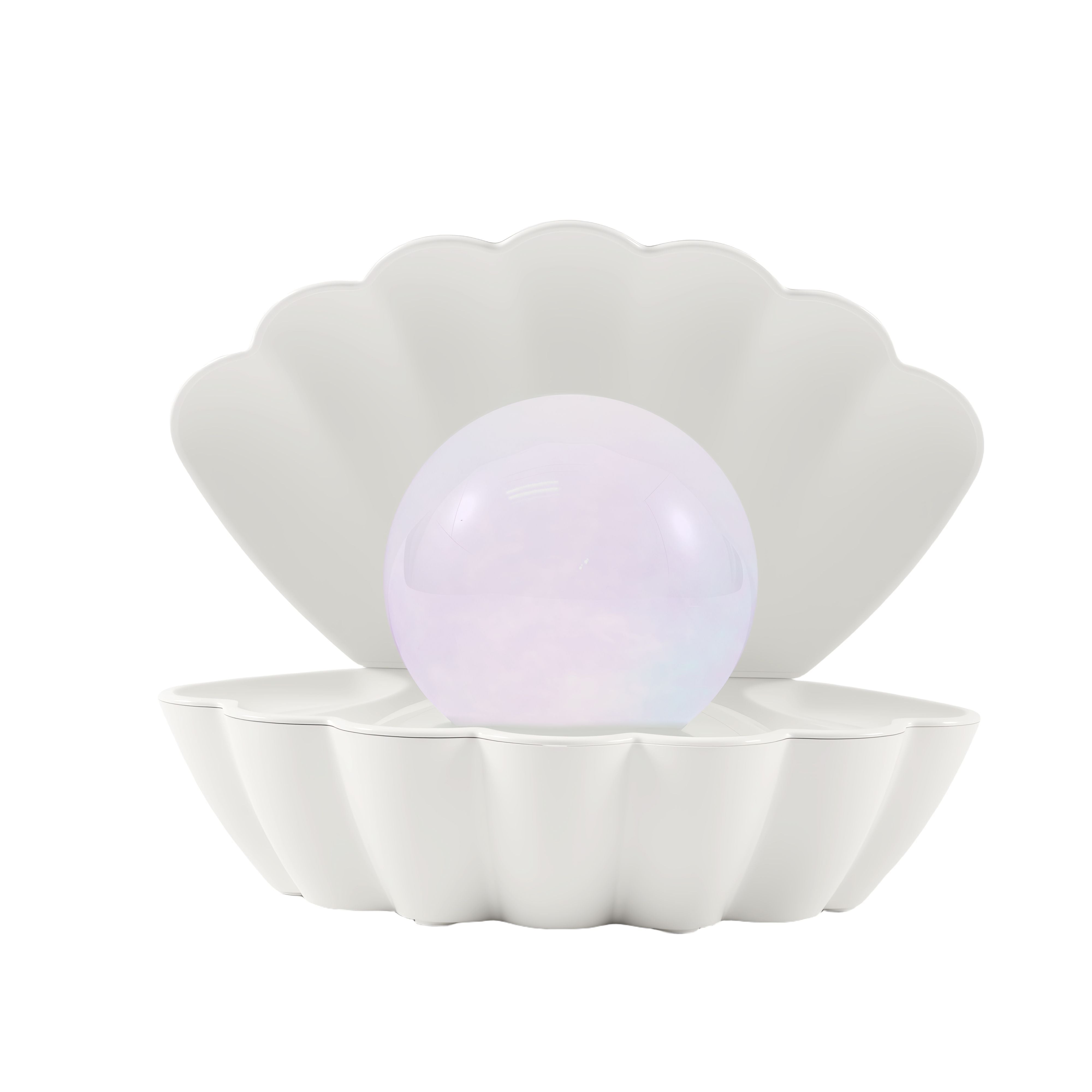 i-Total Muschellampe, cremeweißes Design, Perle mit Nebeleffekt, dekorative Stimmungsleuchte, Tischlampe, Wohnaccessoire, Kunststoff.