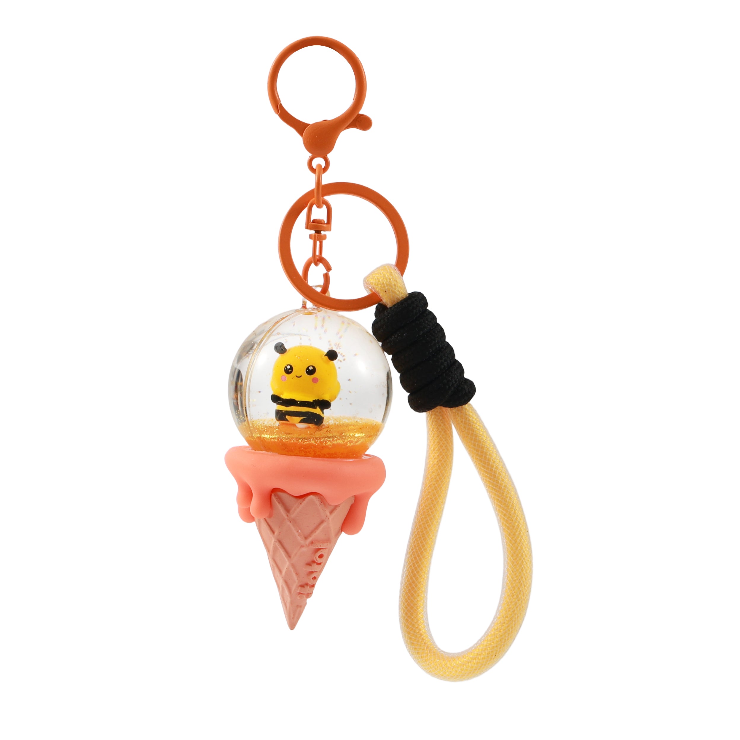 itotal Schlüsselanhänger Ice Cream Bee, Bienen-Figur, Flüssigkeit, Karabiner, Kordel, Kunststoff.