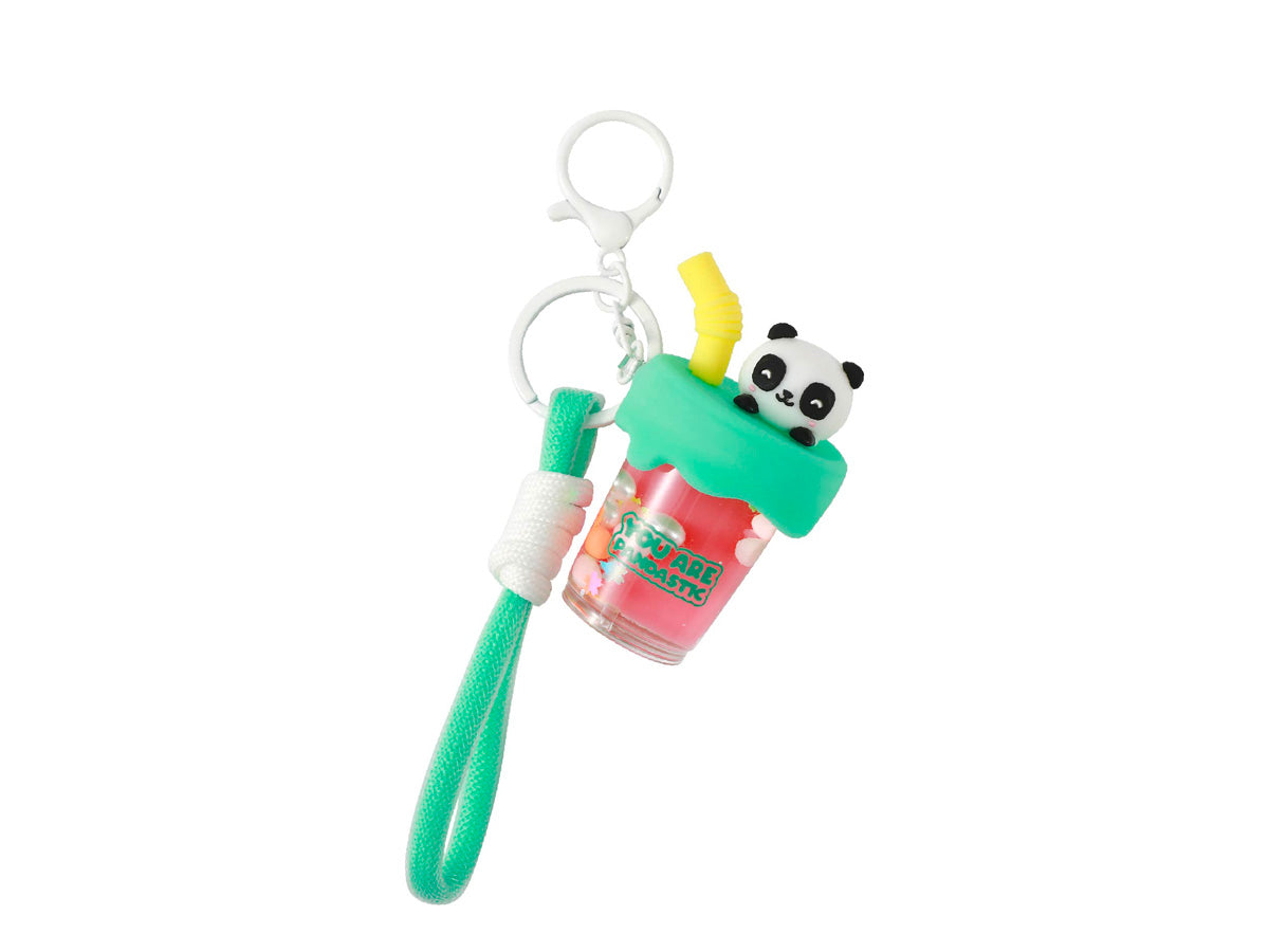 itotal Schlüsselanhänger Bubble Tea Panda, Pandagesicht, Becher, Flüssigkeit, Karabiner.