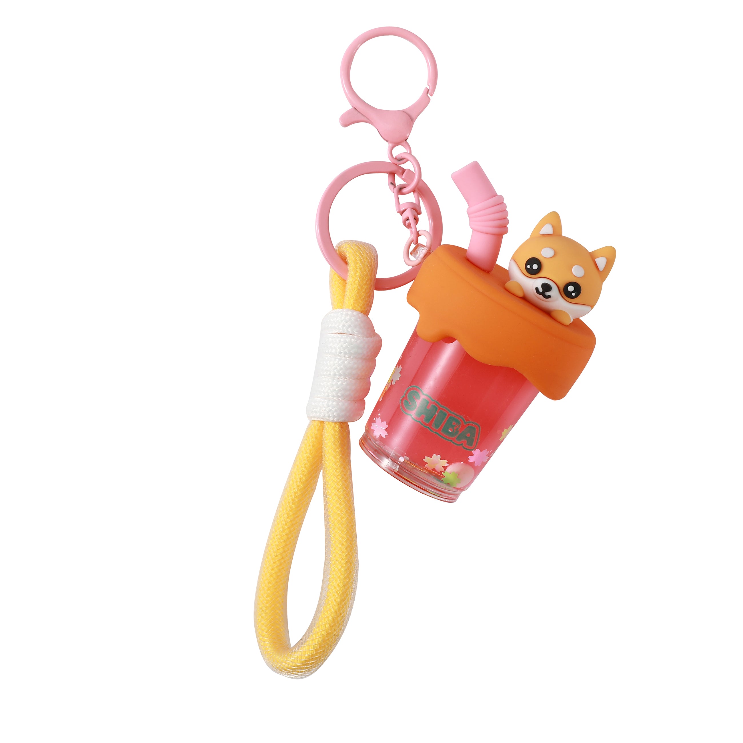 itotal Schlüsselanhänger Bubble Tea Shiba Inu, Hundefigur, Becher, Flüssigkeit, Karabiner.