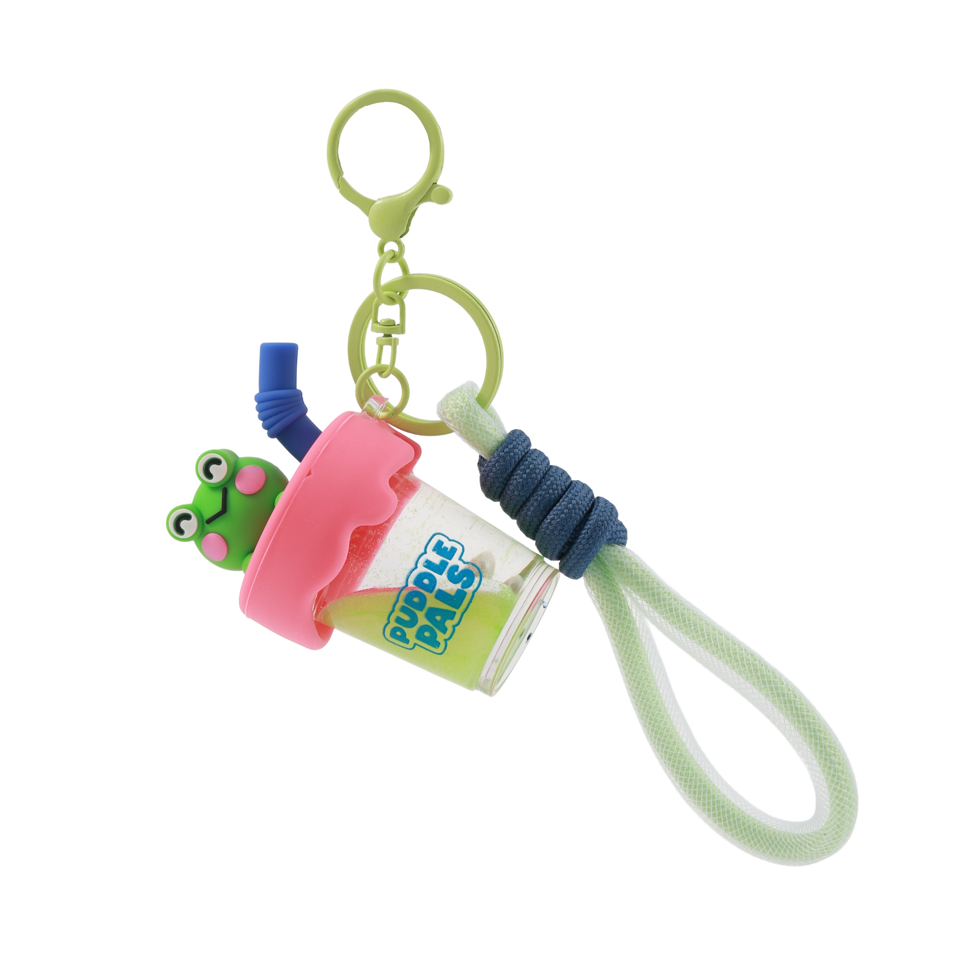 itotal Schlüsselanhänger Bubble Tea Froggy, grüner Frosch, Kordel, Karabiner, Kunststoff.