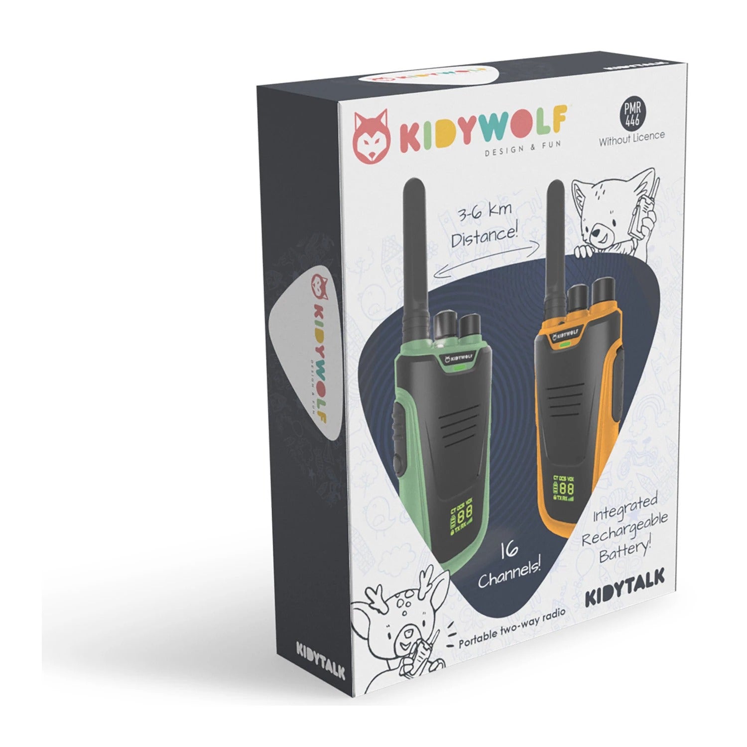 KIDYWOLF - Walkie-Talkies mit Taschenlampe grün/orange