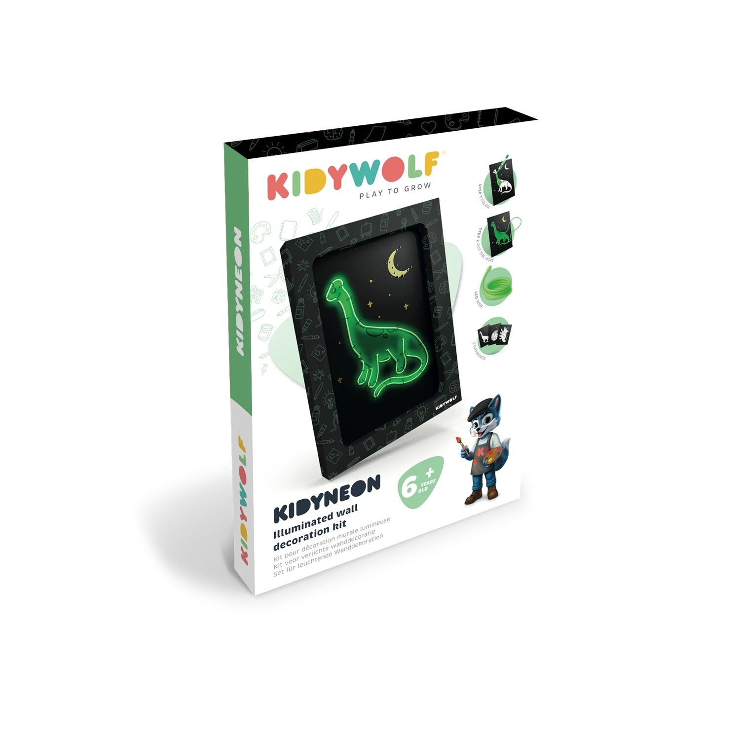 KIDYWOLF - Leuchtendes Wandbild Kidyneon: Dinos