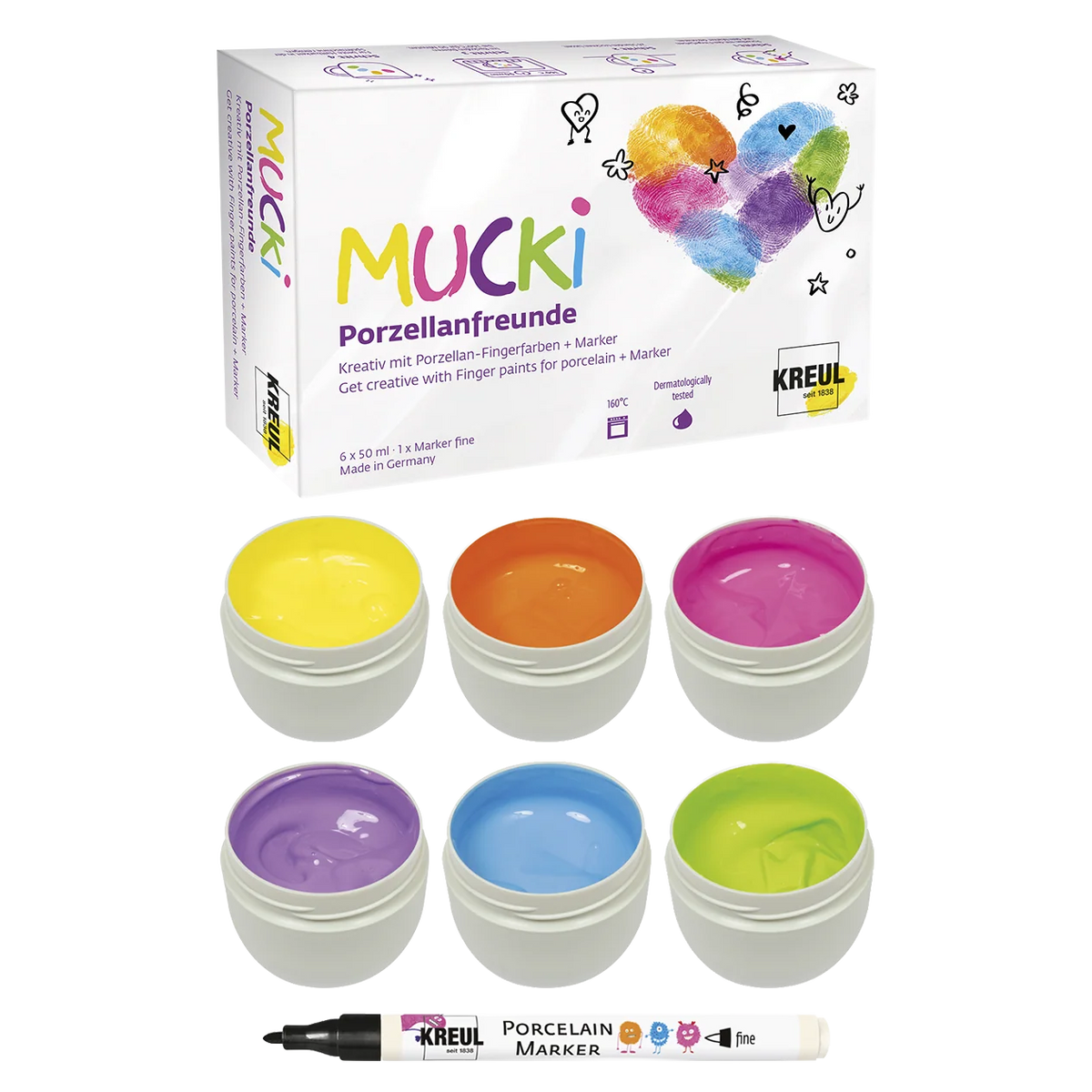 KREUL - MUCKI Porzellanfreunde Set mit Fingerfarben + Marker