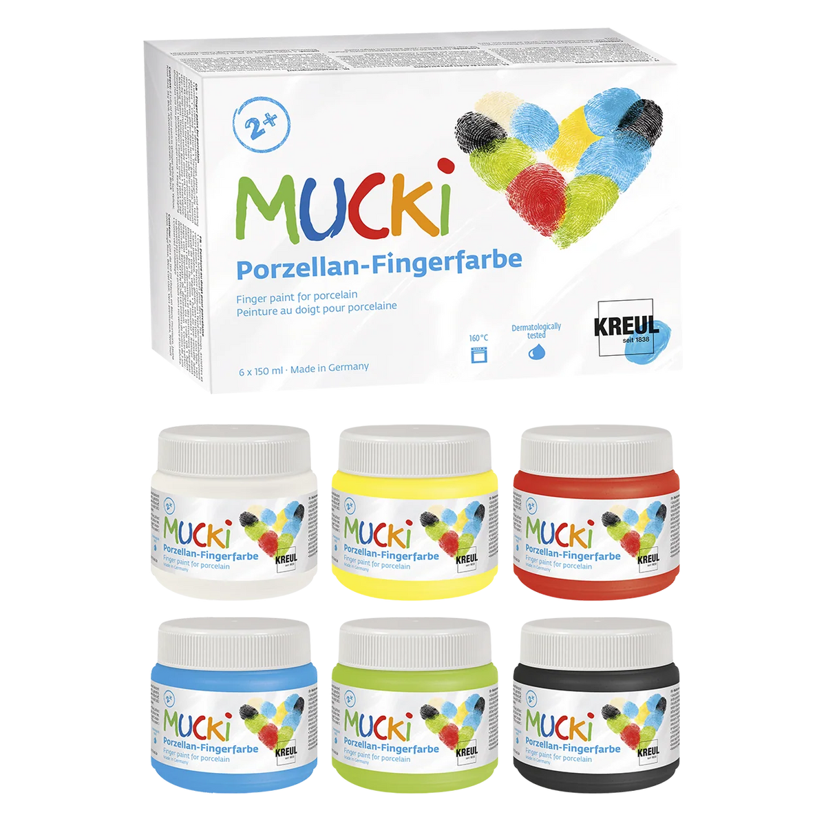 KREUL - MUCKI Porzellan-Fingerfarbe 6er Set 150 ml
