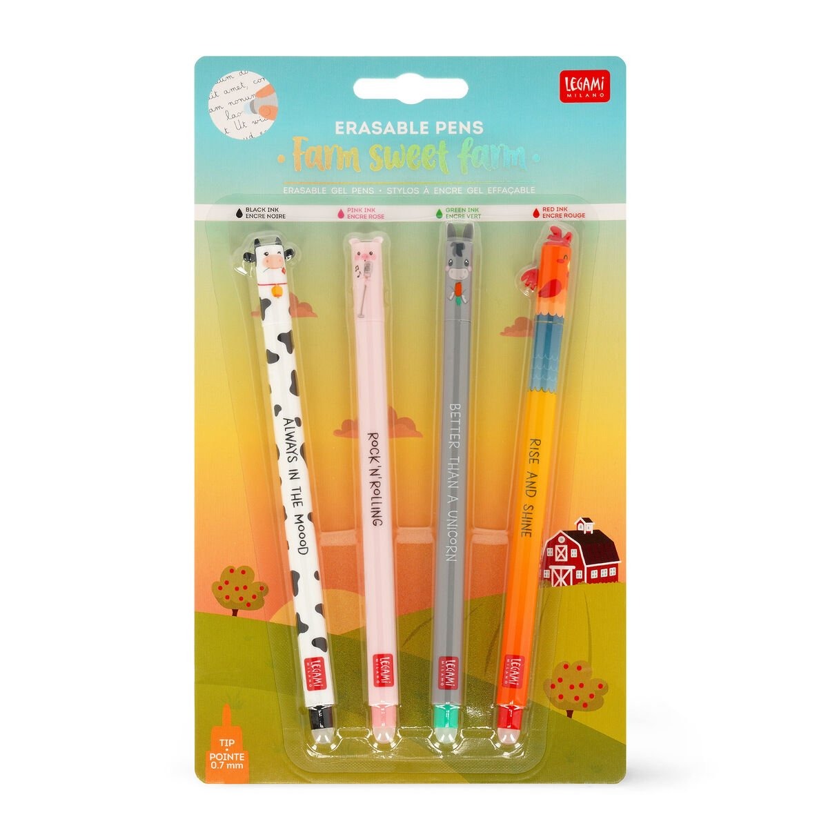Legami - Löschbarer Gelstift 4er Set Farm