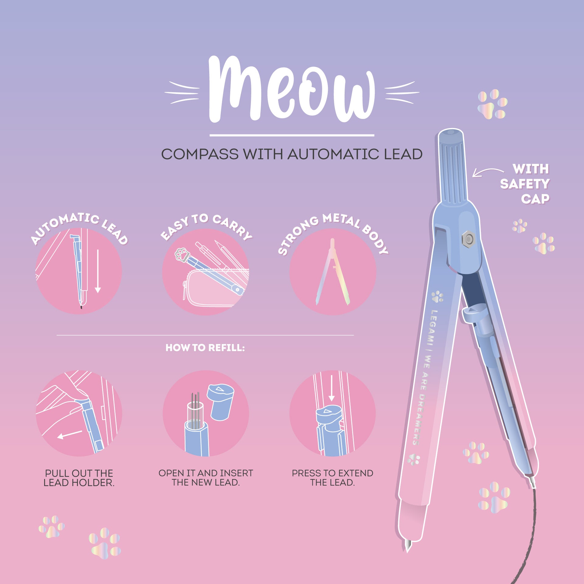 Legami - Zirkel mit Druckbleistift Meow