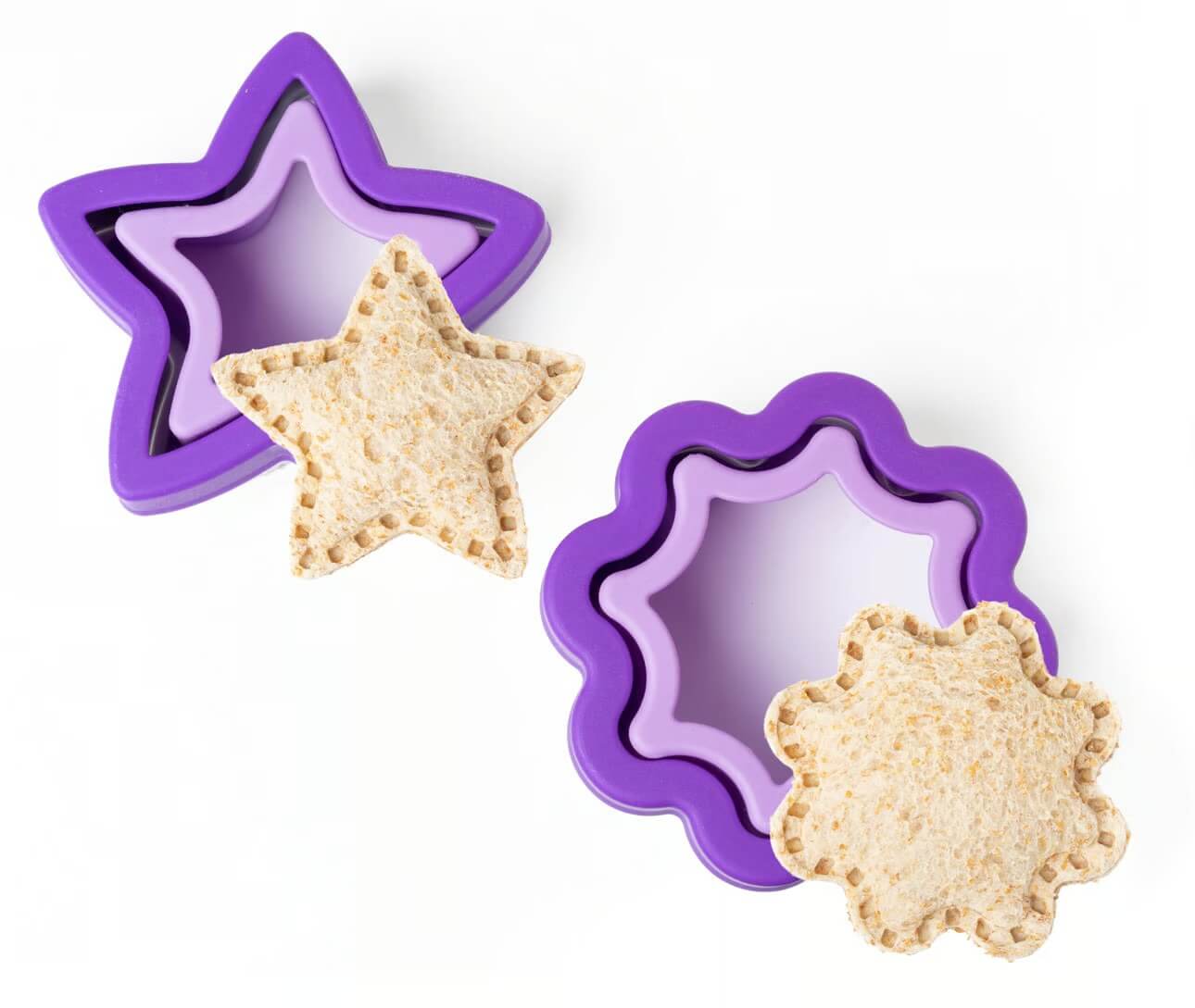 LEKKABOX - Ausstecher für gefüllte Sandwiches, 2er Set Stern & Blume