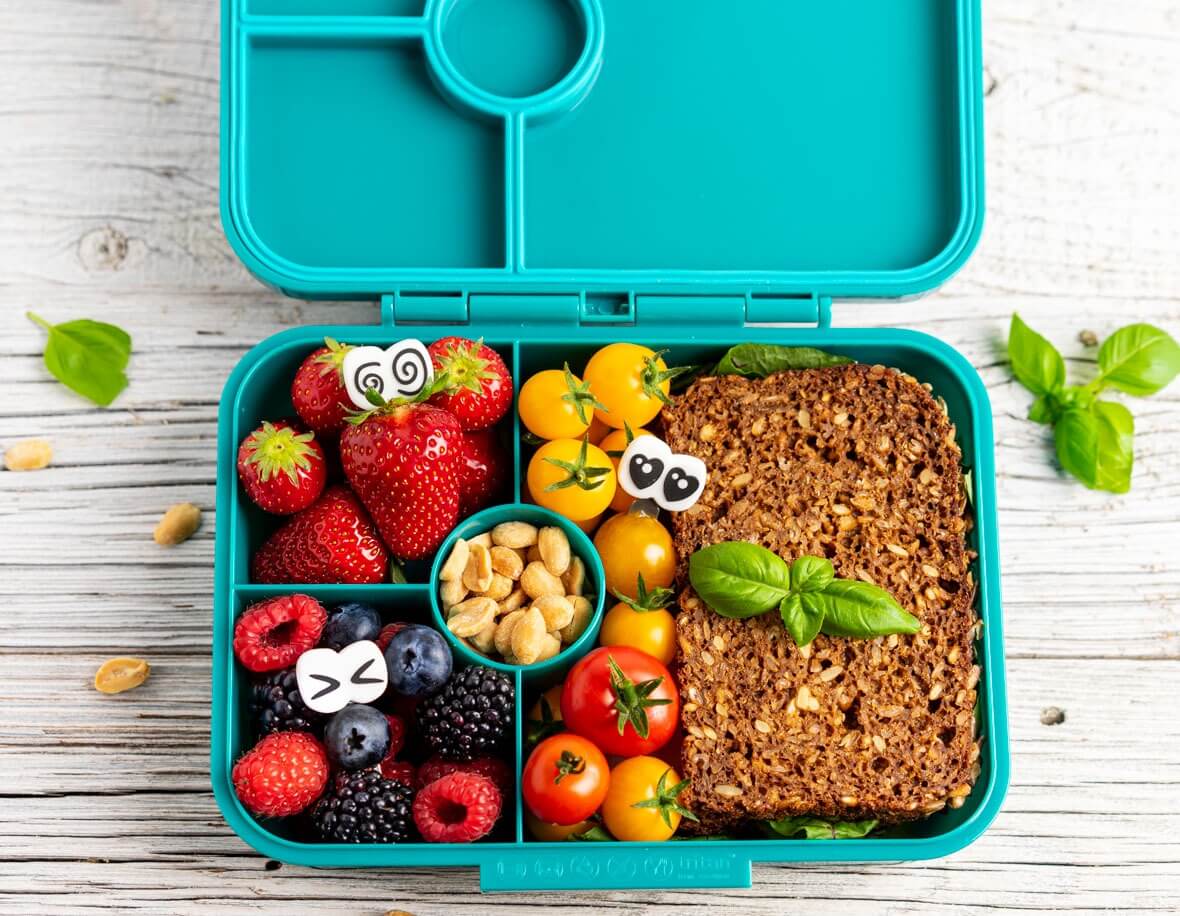 LEKKABOX - Classic Lunchbox Petrol mit 4 Fächern
