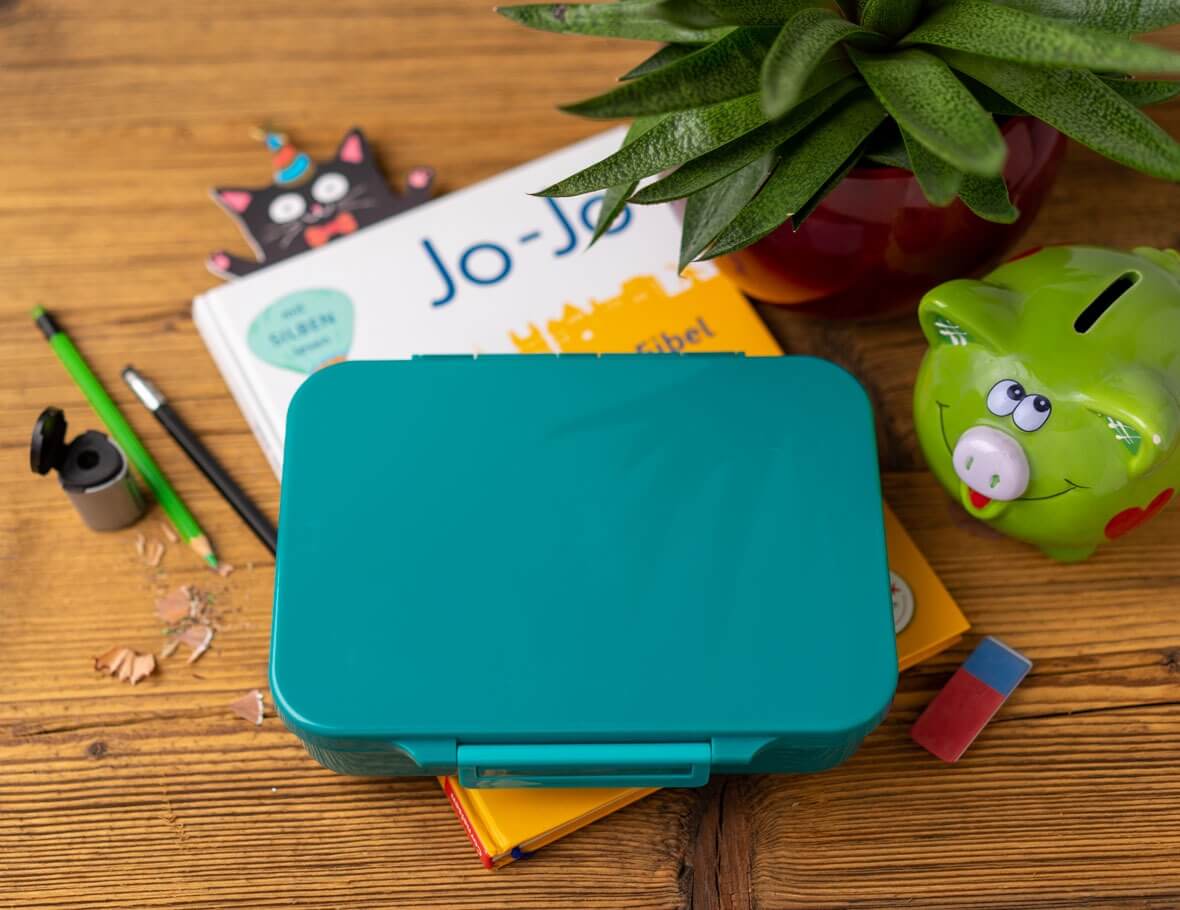LEKKABOX - Classic Lunchbox Petrol mit 4 Fächern