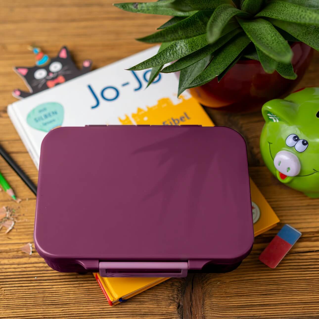 LEKKABOX - Classic Lunchbox Plum mit 4 Fächern