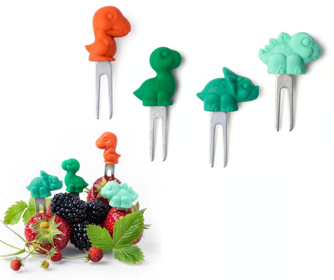 LEKKABOX - Dino Edelstahl Piekser 4er Set
