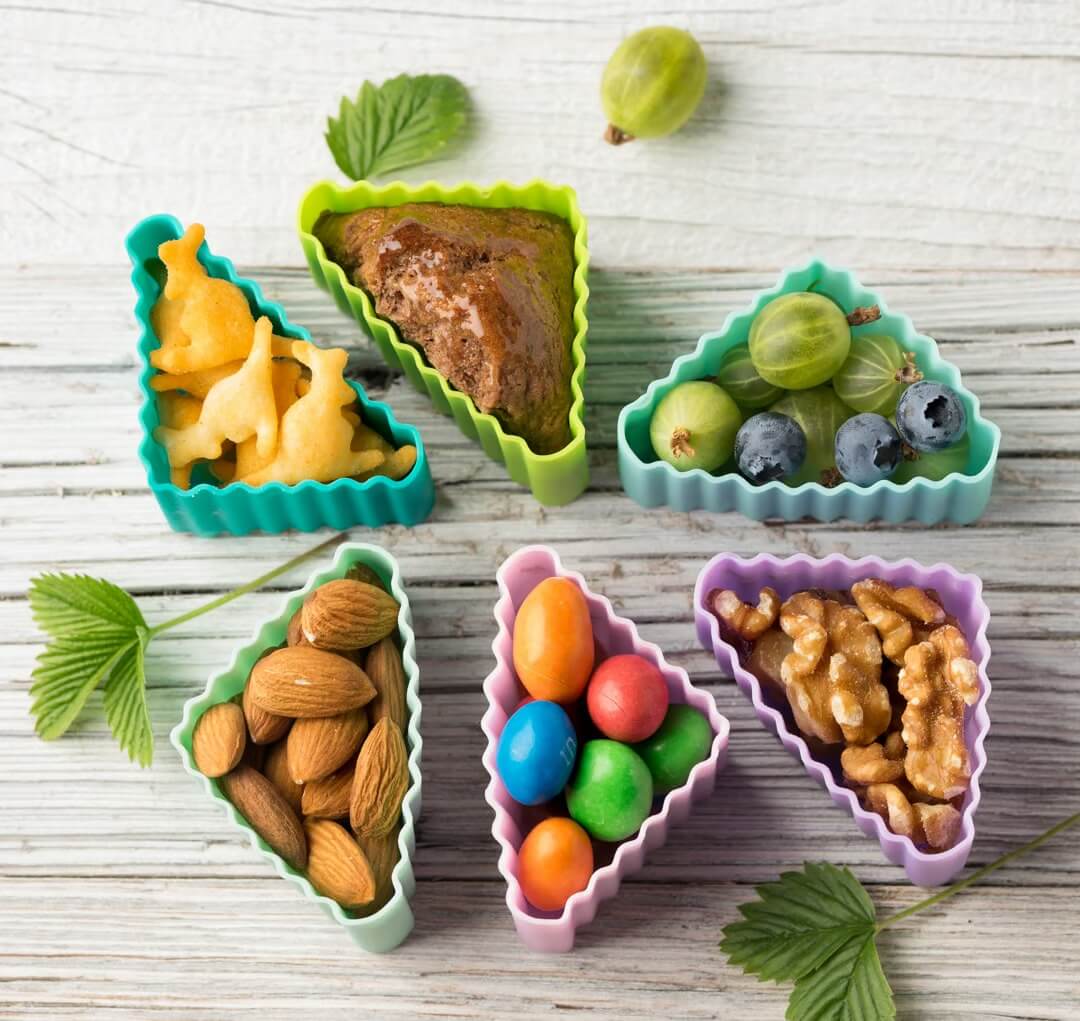 LEKKABOX - Bento Förmchen 4er Set Rosa/Flieder Triangle Cups