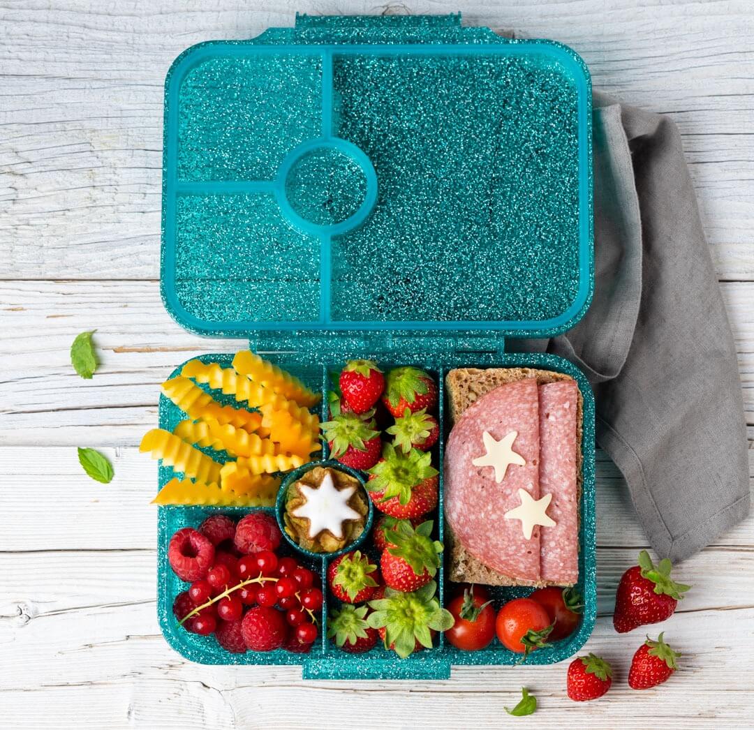 LEKKABOX - Glamour Lunchbox Aqua mit 4 Fächern
