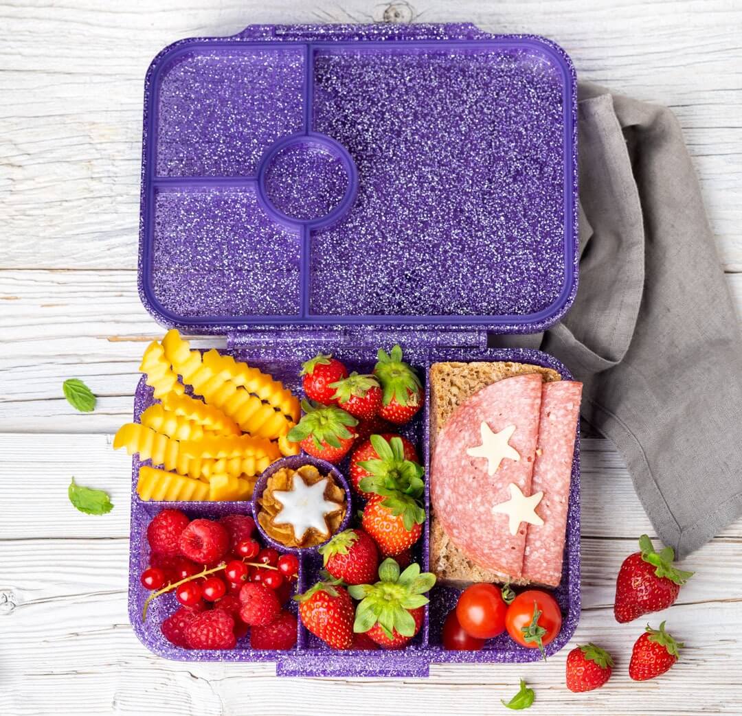 LEKKABOX - Glamour Lunchbox Purple mit 4 Fächern