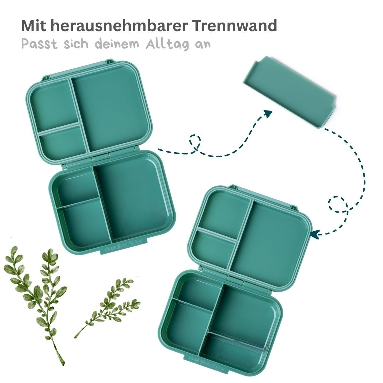 LEKKABOX - Mini Classic Lunchbox mit 3 Fächern Forest