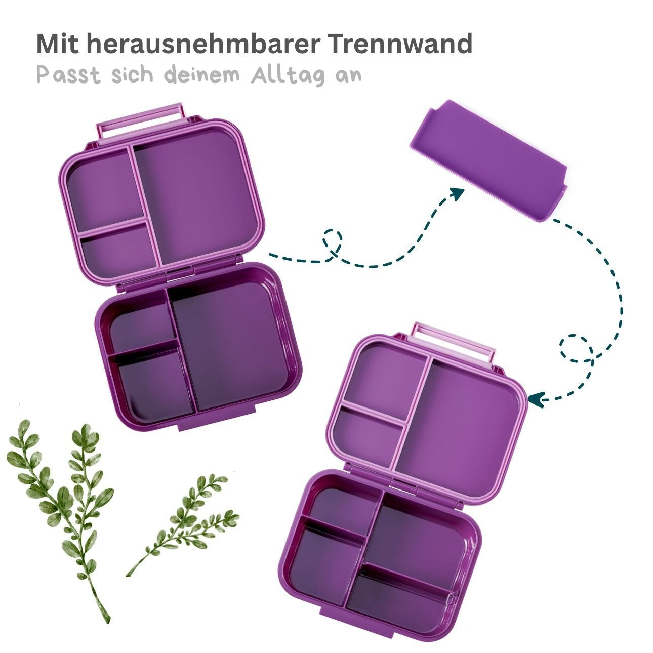 LEKKABOX - Mini Classic Lunchbox  mit 3 Fächern Lilac