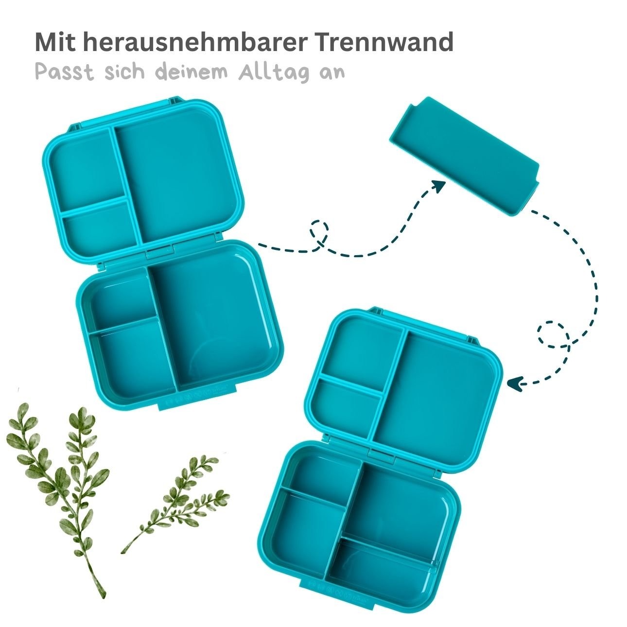 LEKKABOX - Mini Classic Lunchbox mit 3 Fächern Petrol