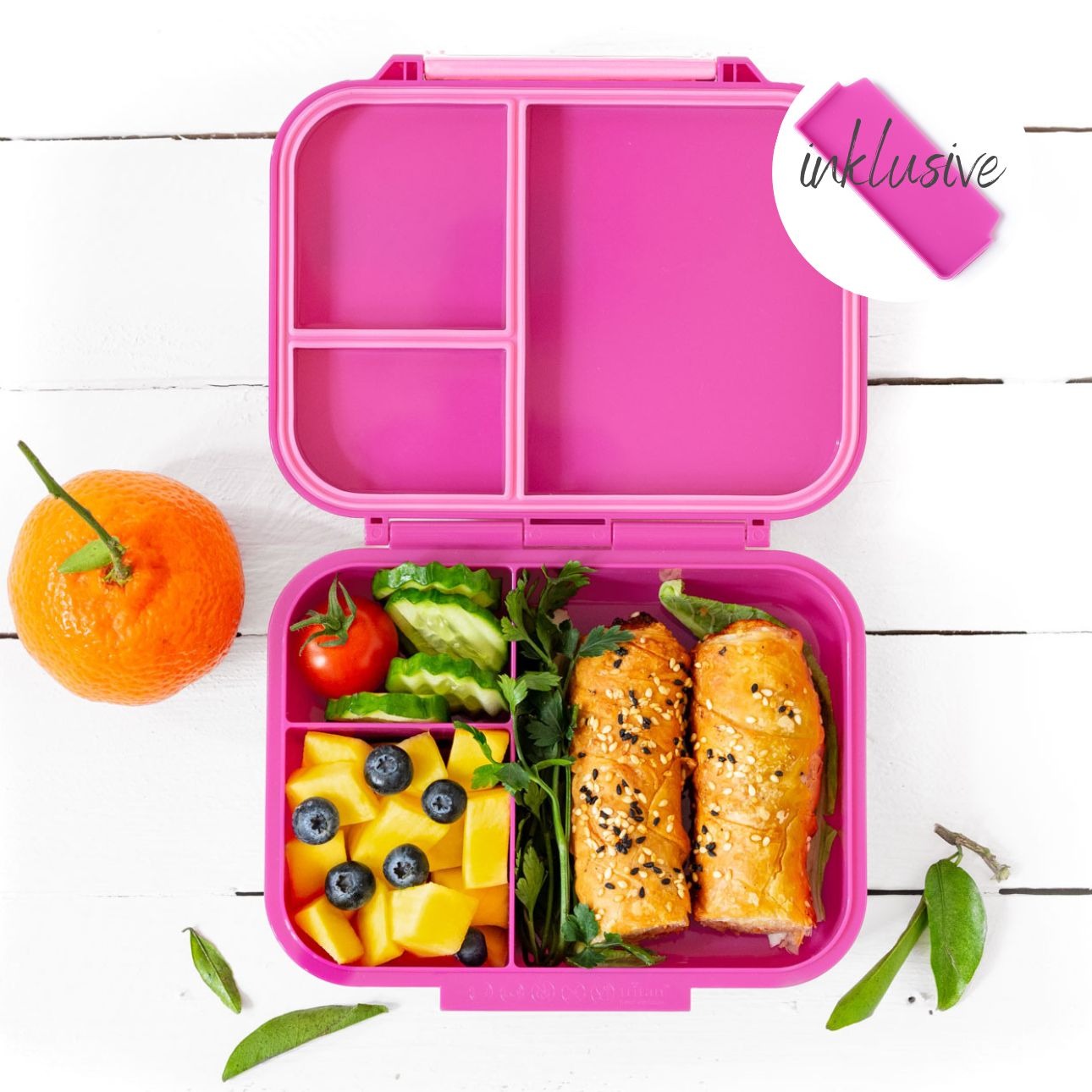 LEKKABOX - Mini Classic Lunchbox mit 3 Fächern Berry