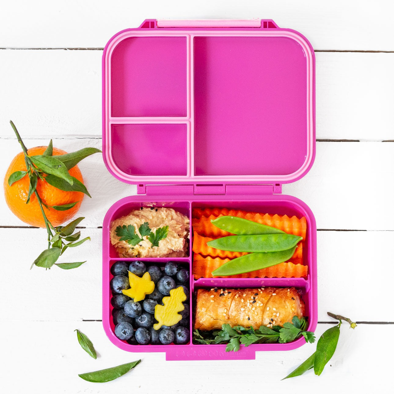LEKKABOX - Mini Classic Lunchbox mit 3 Fächern Berry