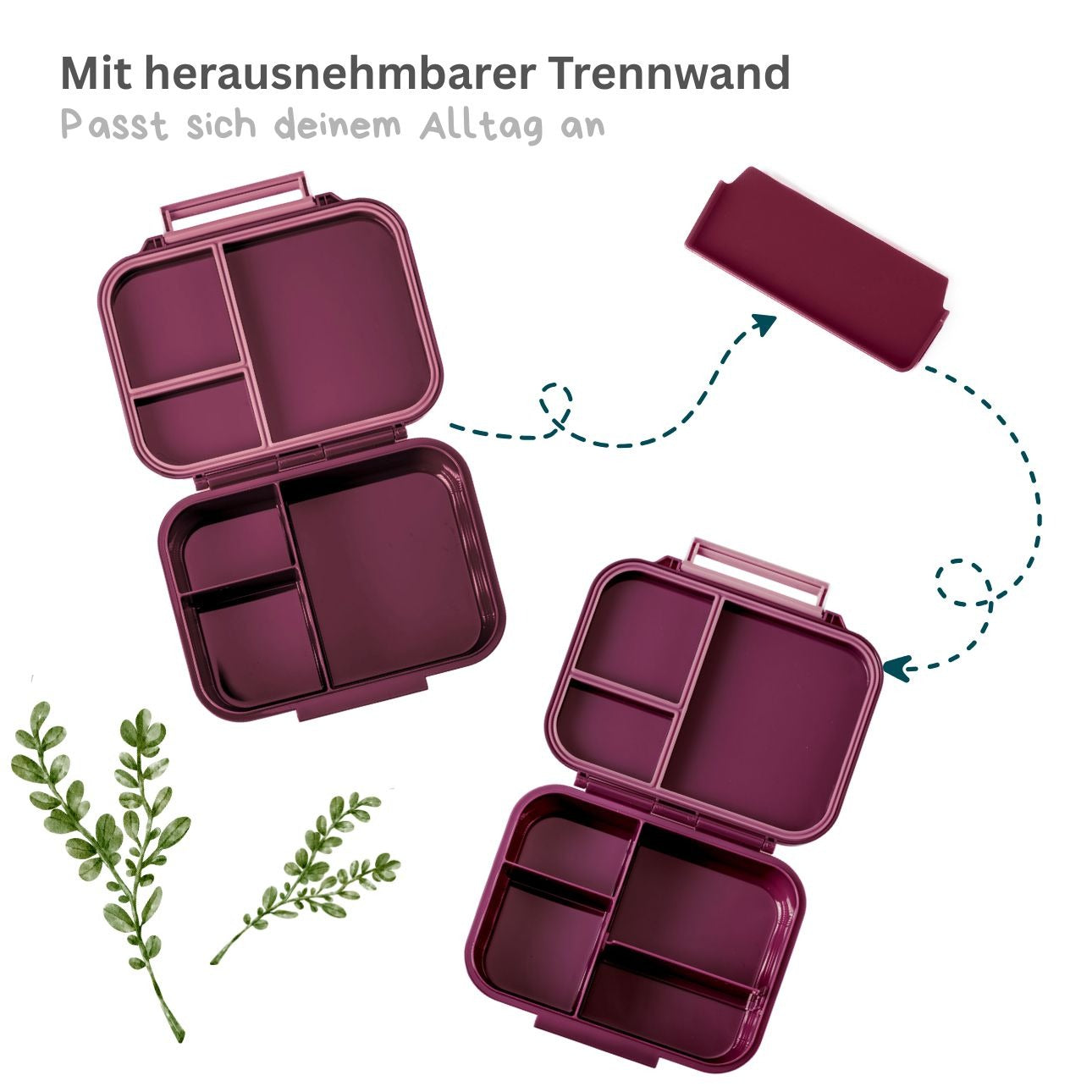 LEKKABOX - Mini Classic Lunchbox  mit 3 Fächern Plum