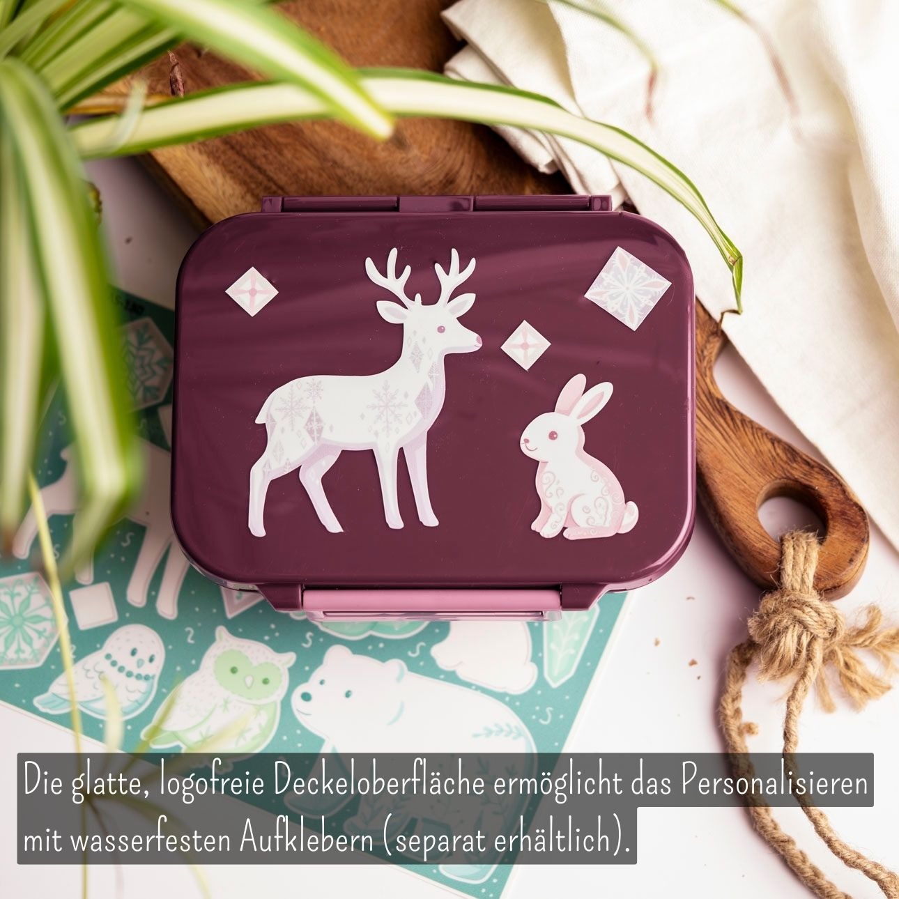 LEKKABOX - Mini Classic Lunchbox  mit 3 Fächern Plum