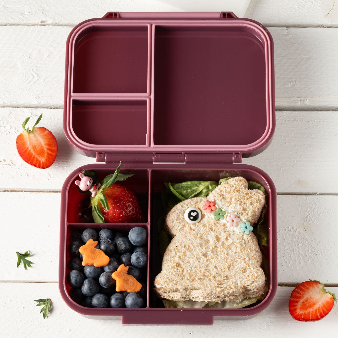 LEKKABOX - Mini Classic Lunchbox  mit 3 Fächern Plum