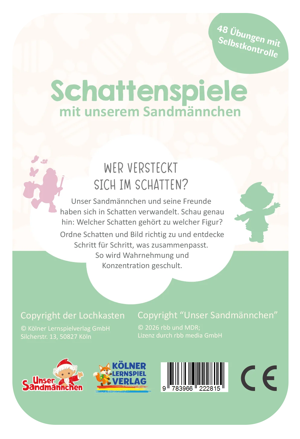 Kölner Lernspielverlag - Kartensatz Schattenspiele Sandmännchen 2-3