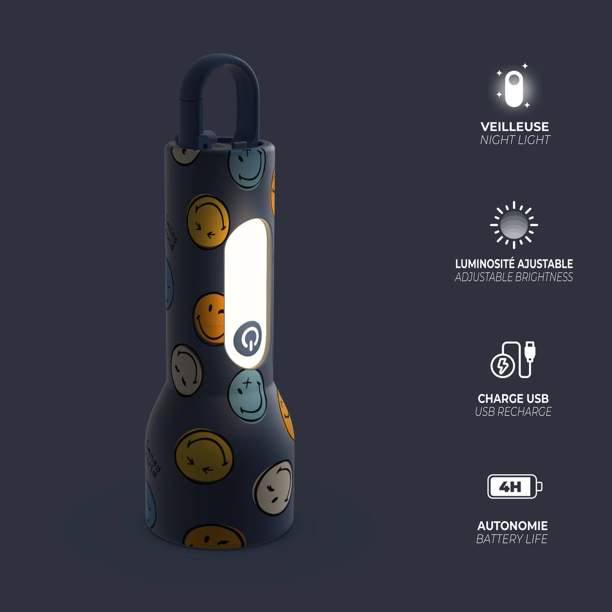 MOB - Taschenlampe Smiley Glowy Blau