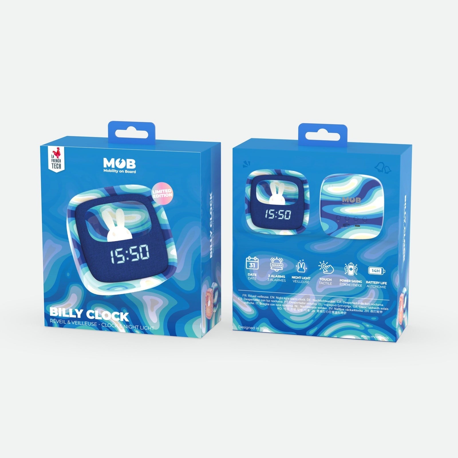 MOB - Wecker + Nachtlicht Billy: Blue Waves