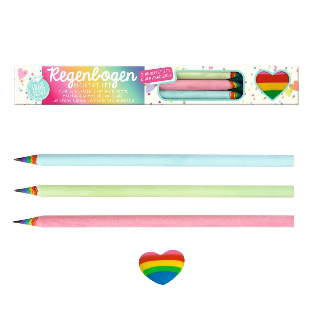 moses - Regenbogen-Bleistift-Set mit Radiergummi