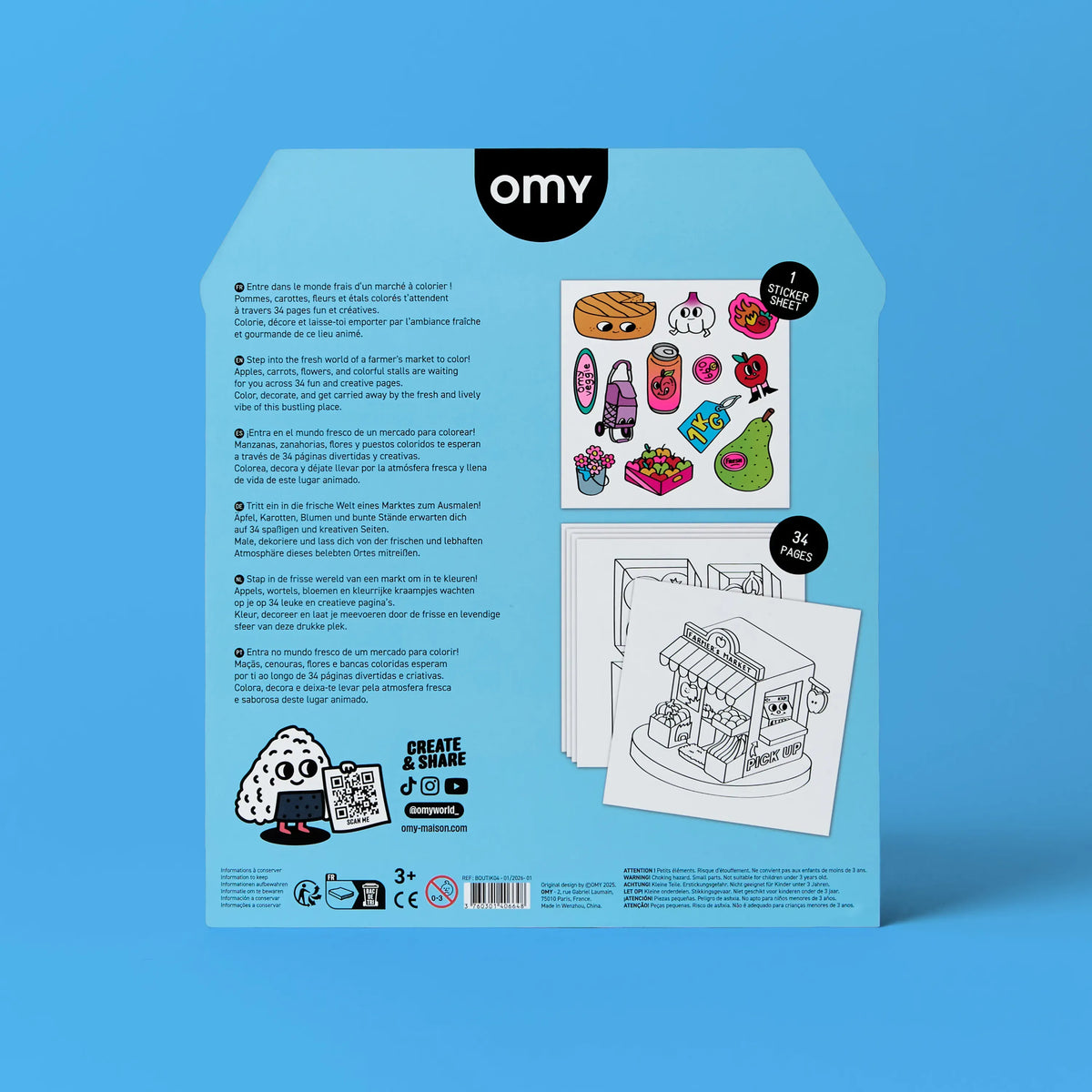 omy - Malbuch mit Stickern Farmer's Market
