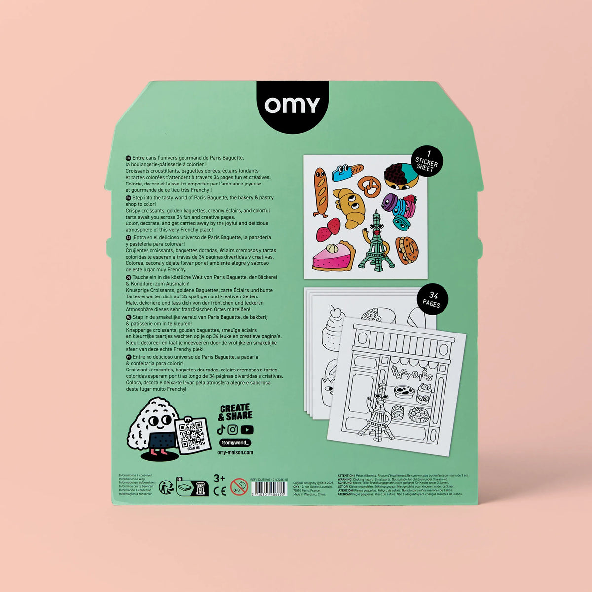 omy - Malbuch mit Stickern French Baguette