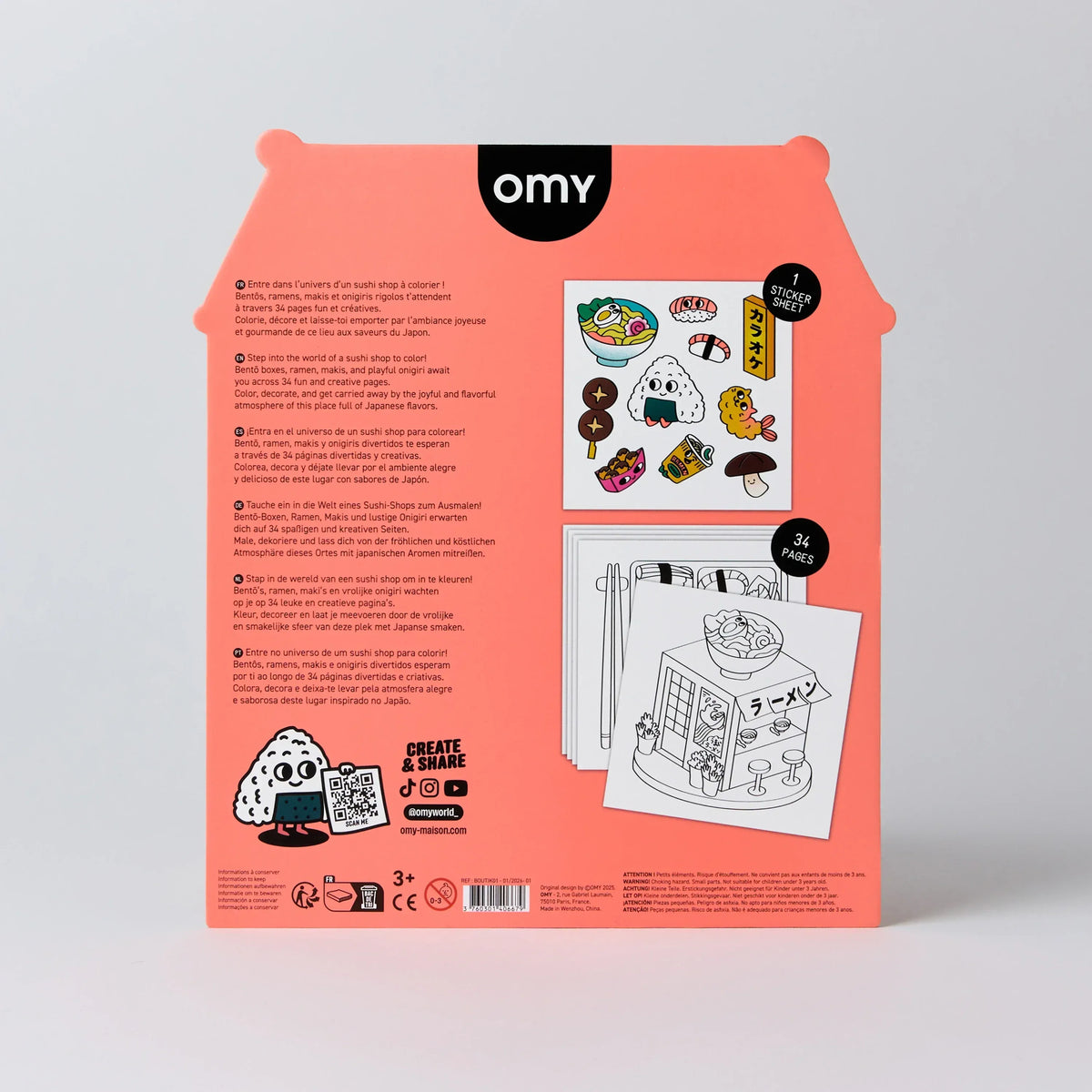 omy - Malbuch mit Stickern Sushi Shop