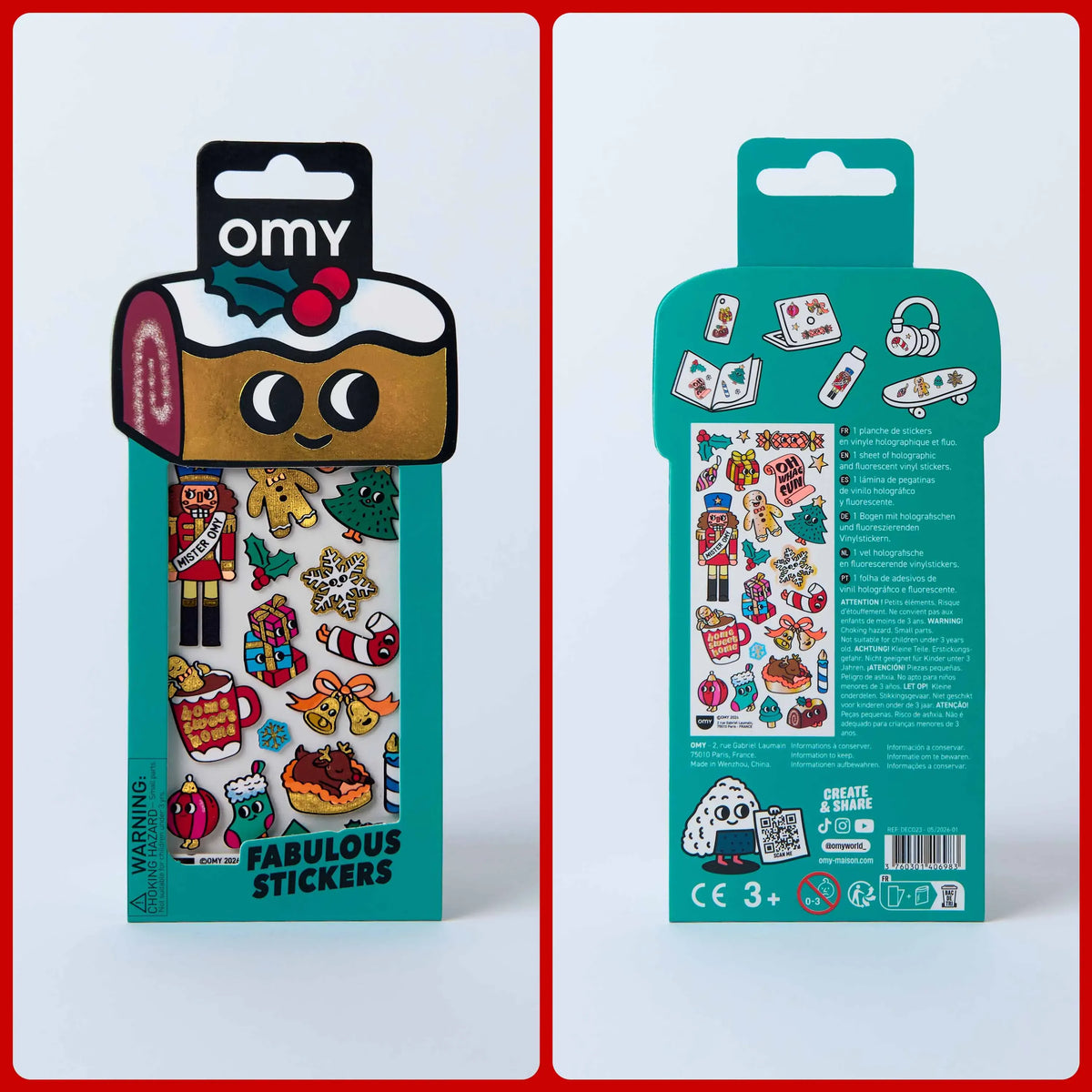 omy - Weihnachtssticker in Neon & Gold