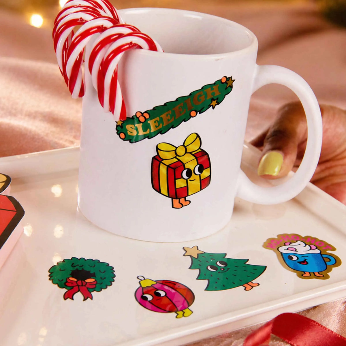 omy - Weihnachtssticker in Neon & Gold  Groß